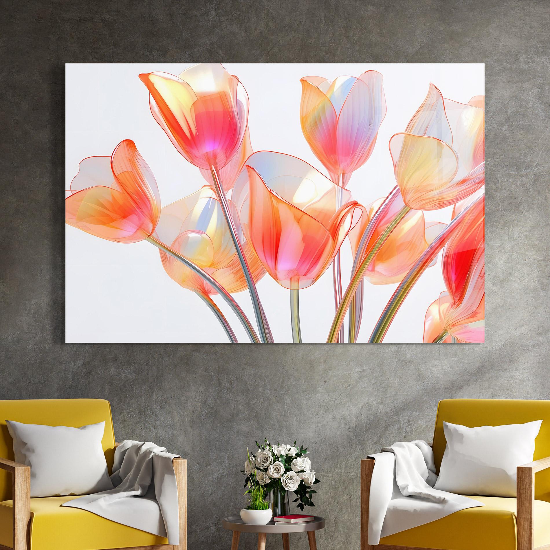 Glasbild Orange Glass Tulip mockup 4
