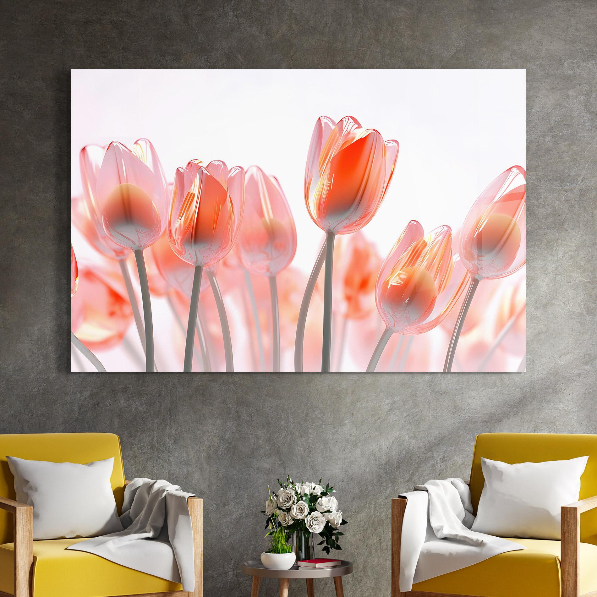 Glasbild Orange Glass Tulips mockup 4