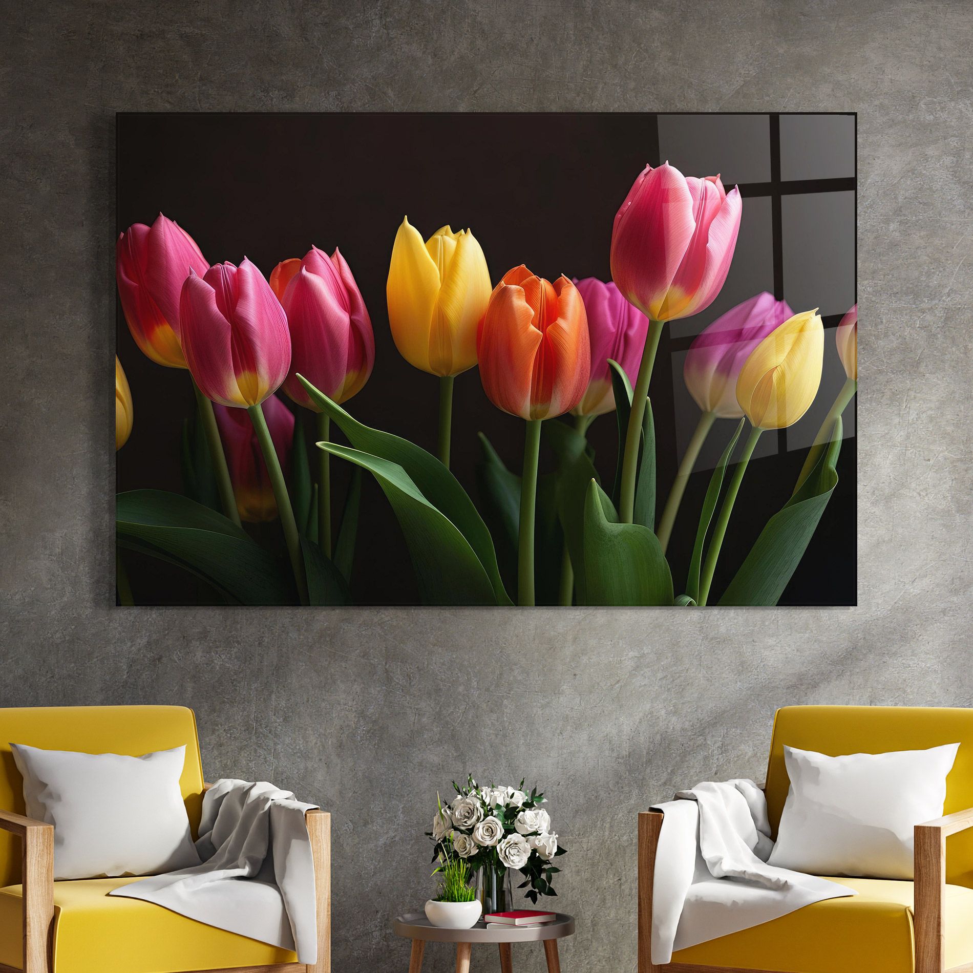 Purple Yellow Tulips mockup 4