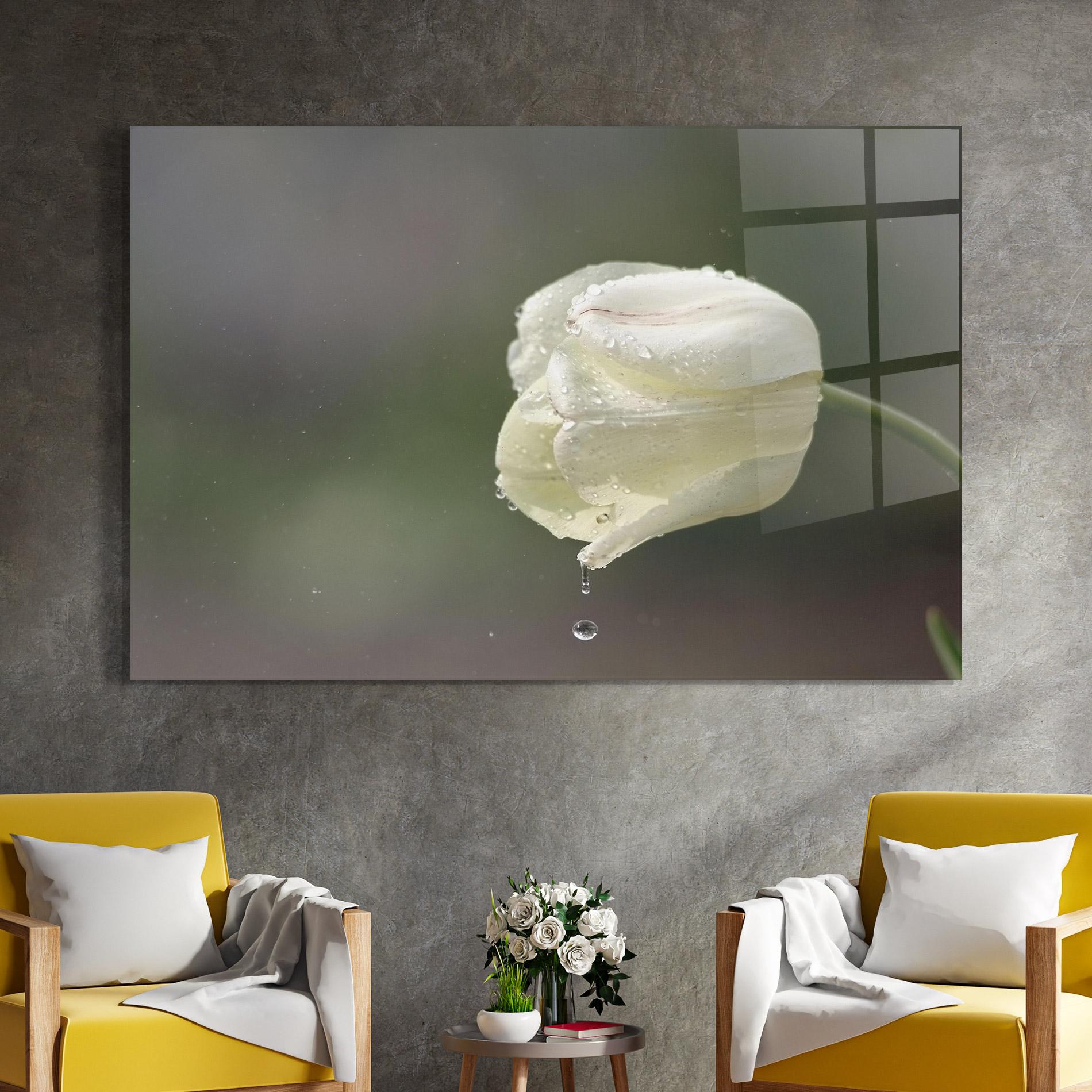Glasbild White Single Tulip mockup 4