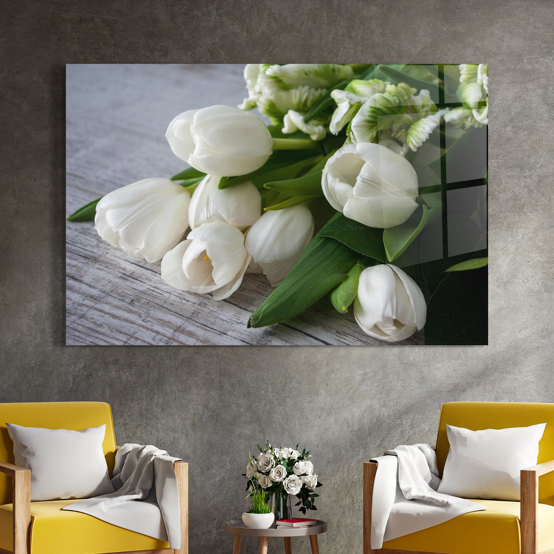 White Tulips Bouquet mockup 4