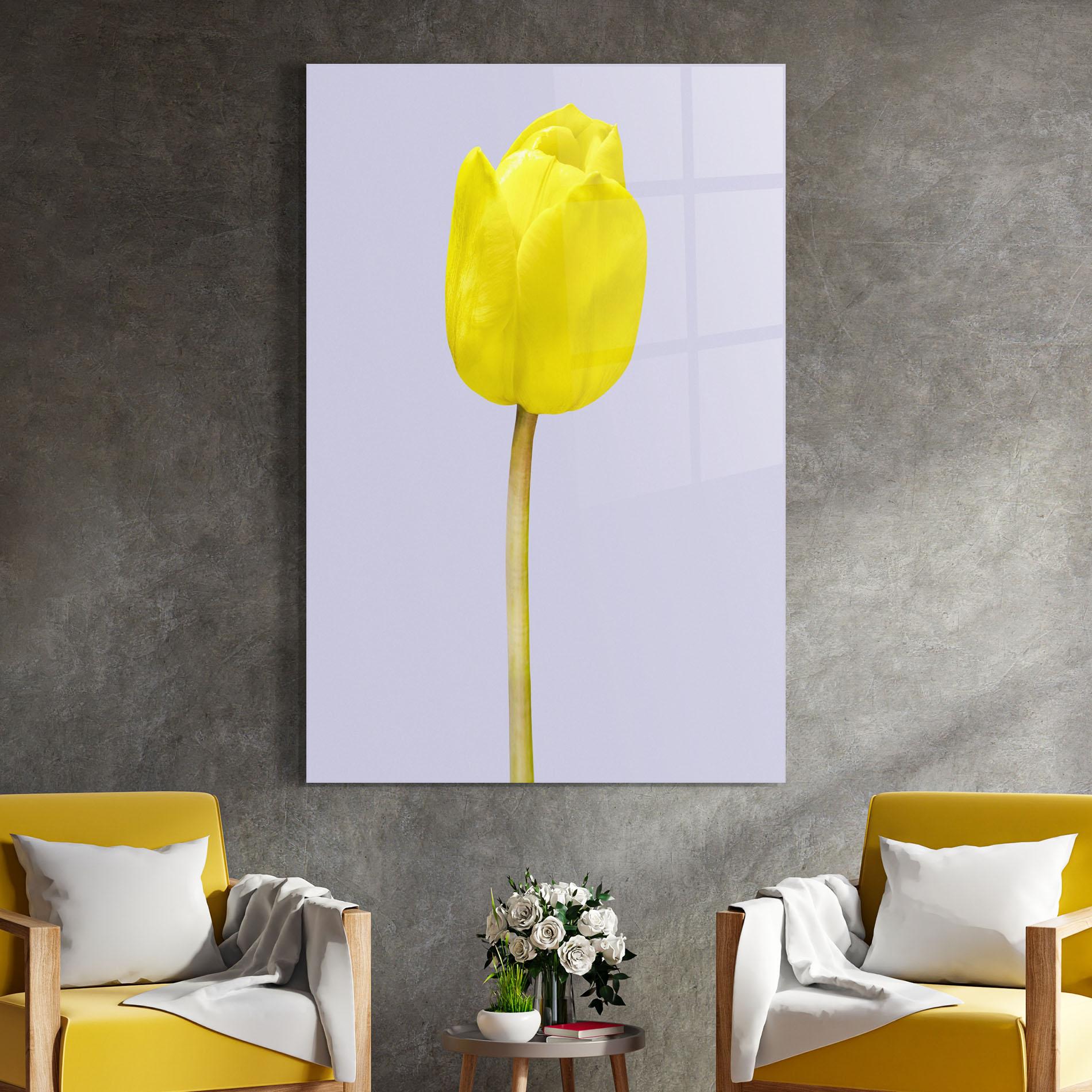 Glasbild One Yellow Tulip mockup 4