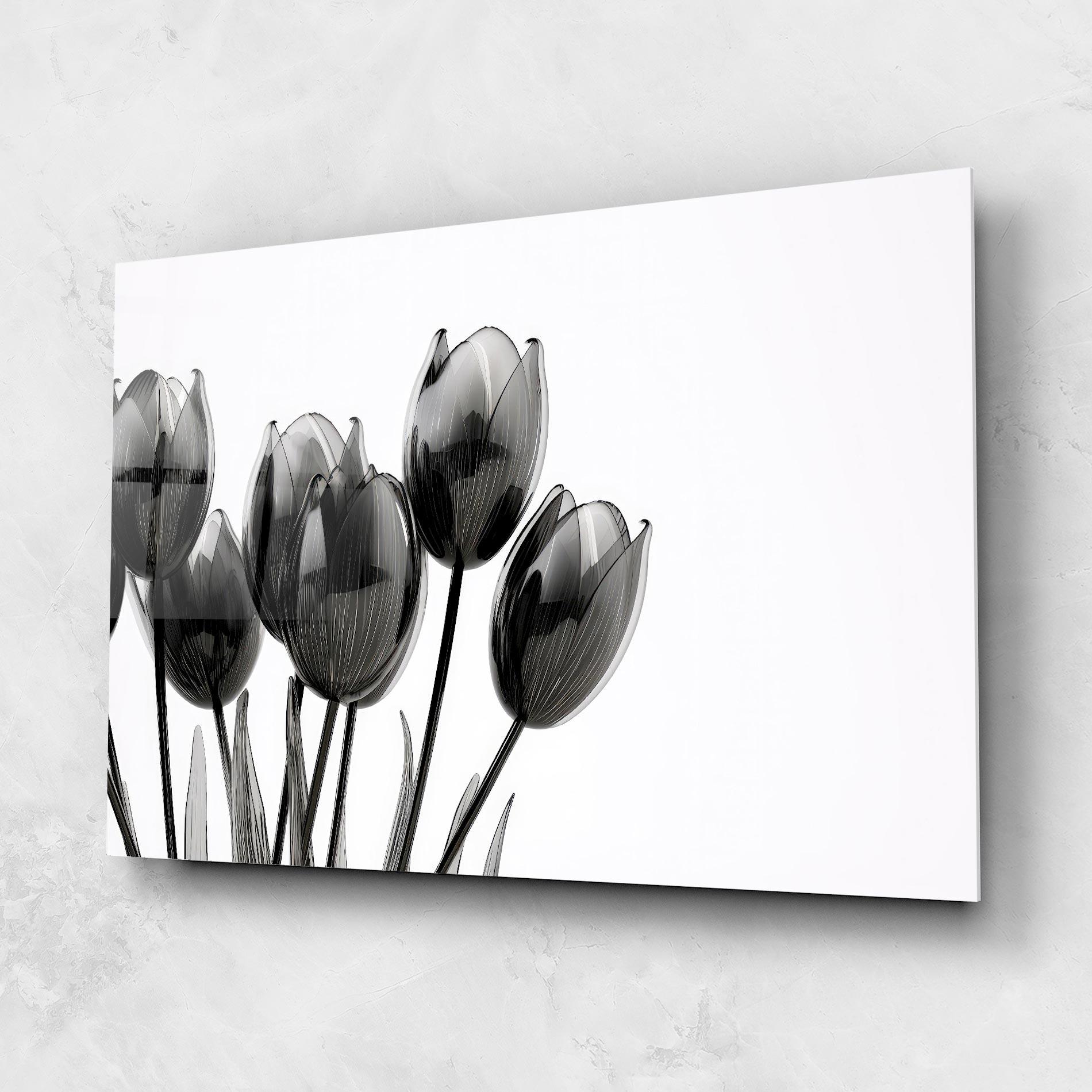 Glasbild Black Glass Tulips mockup 1
