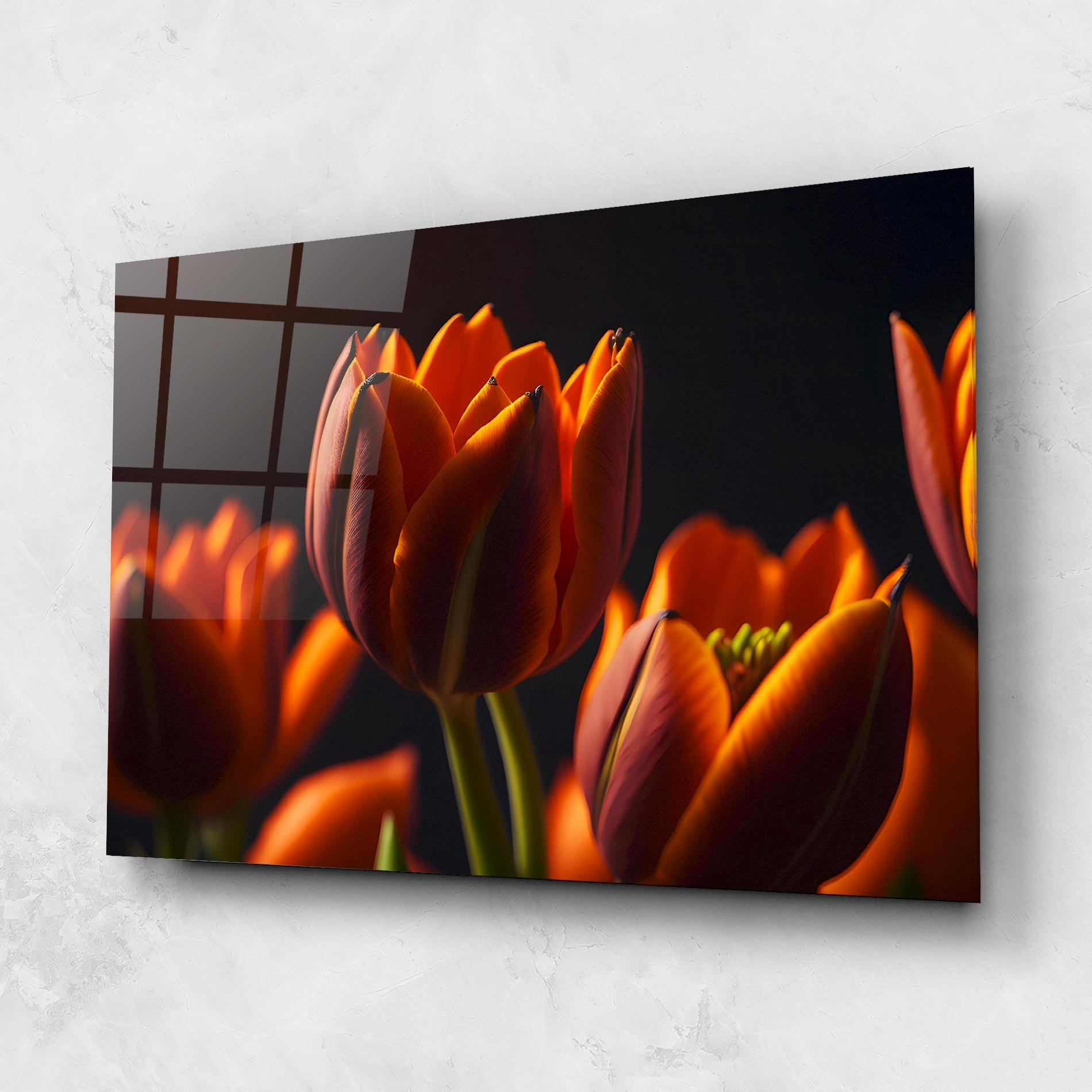Glasbild Close Up Orange Tulip mockup 1