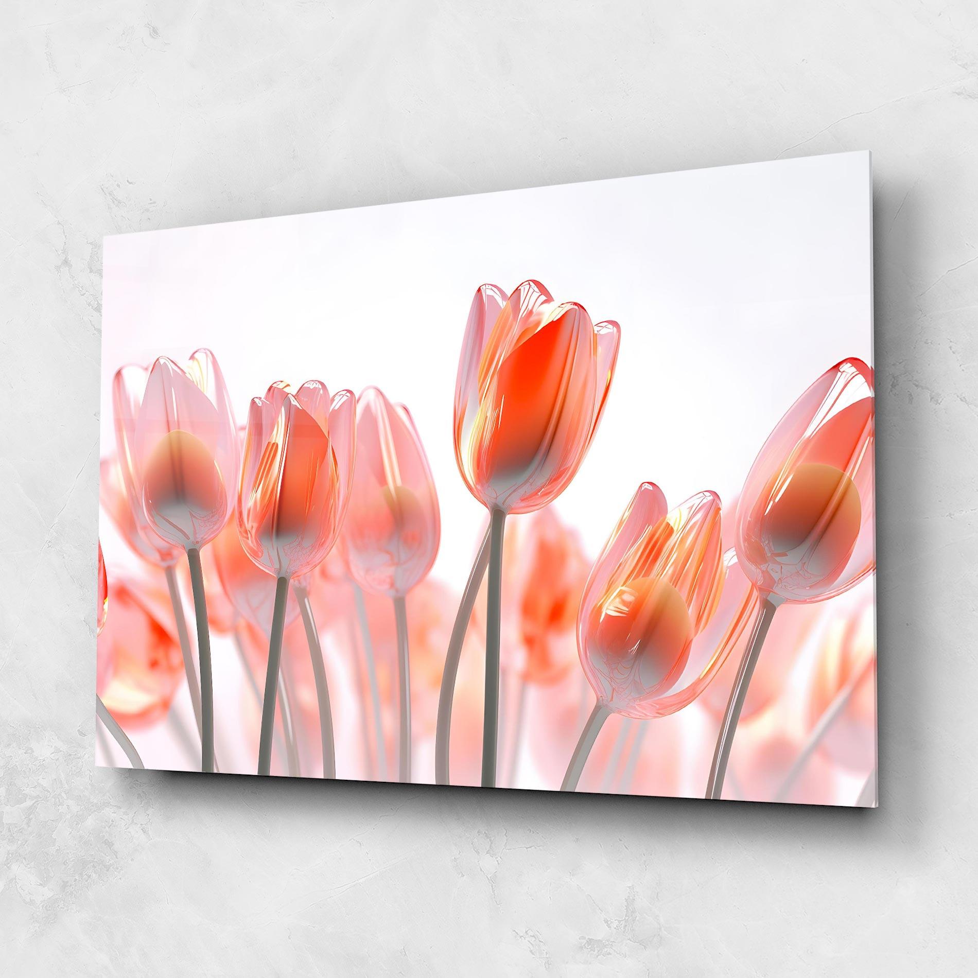 Glasbild Orange Glass Tulips mockup 1