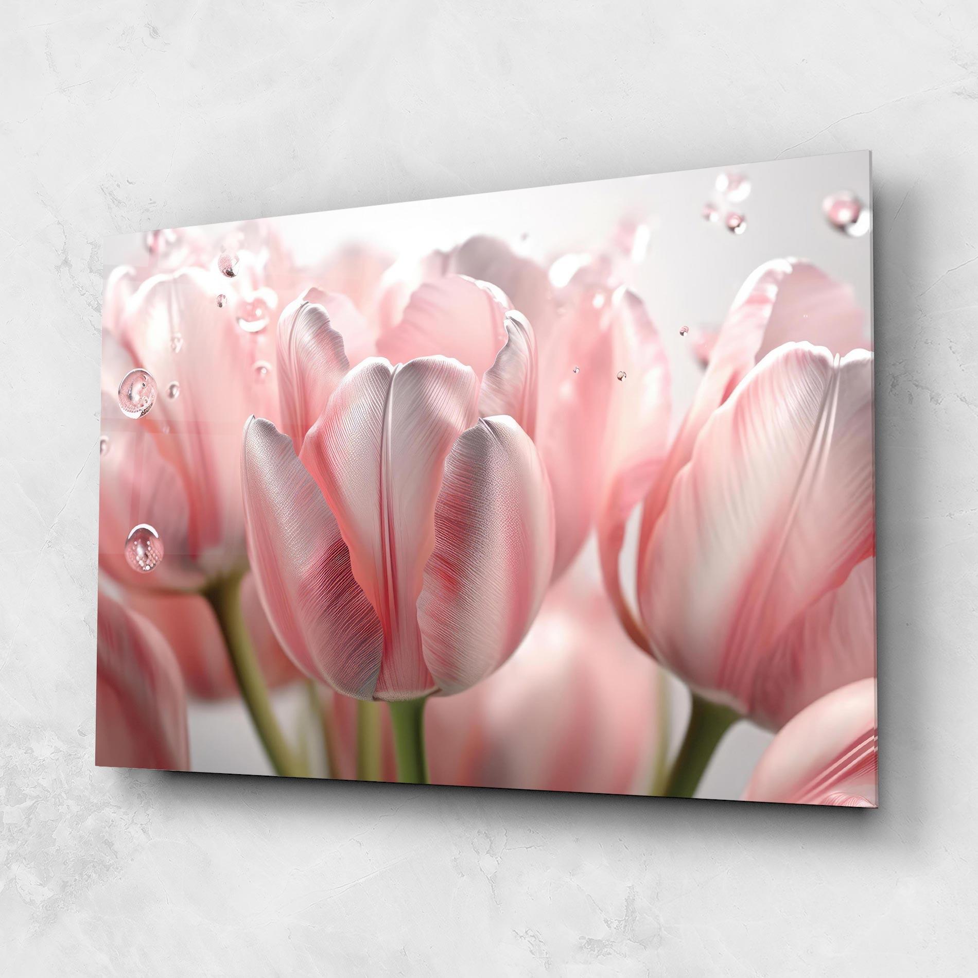 Glasbild Pink Pretty Tulips mockup 1