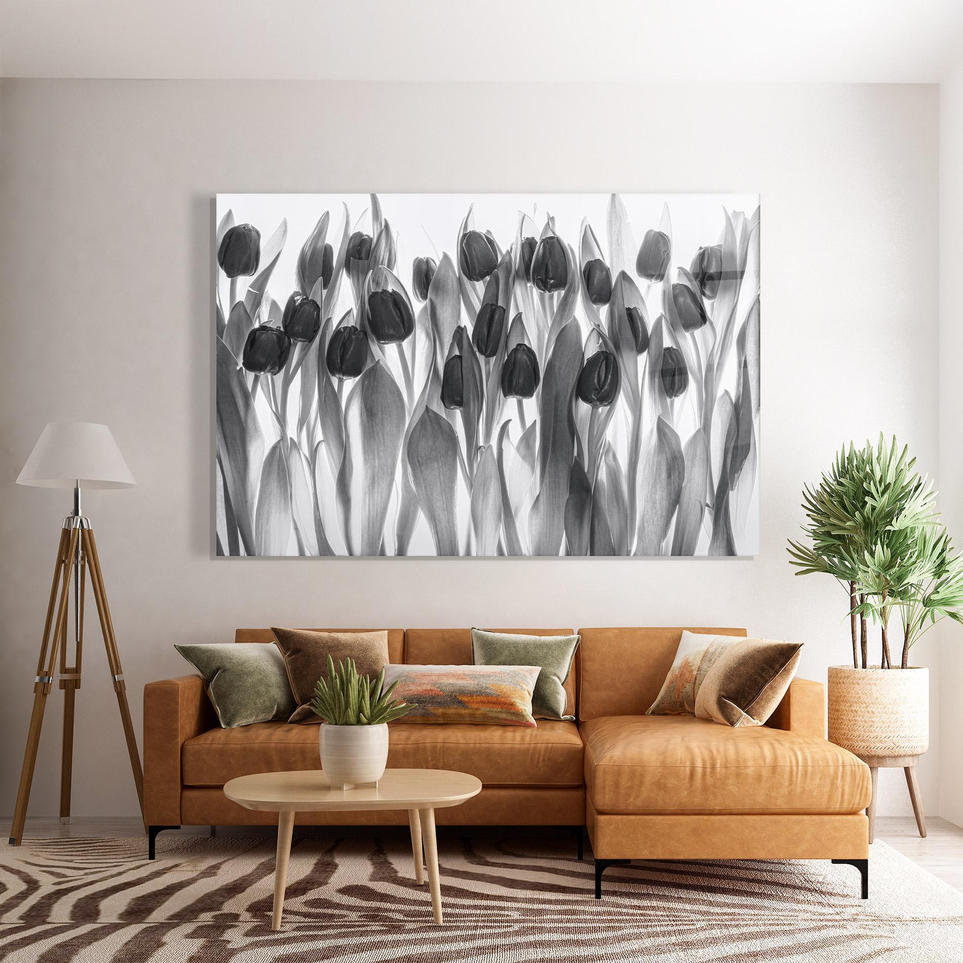 Glasbild Grey Tulips mockup 7