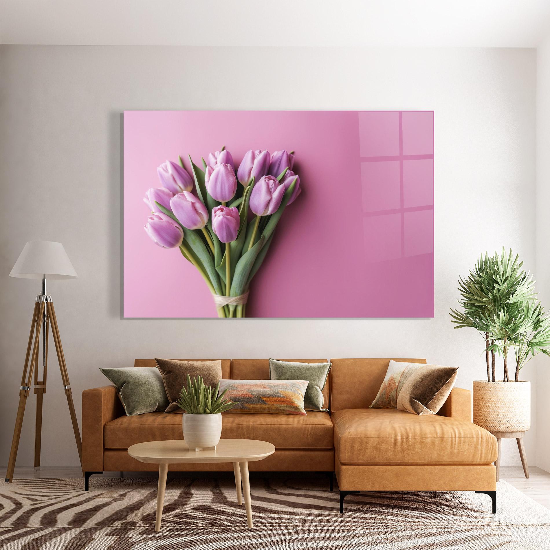 Glasbild Light Purple Bpuquet mockup 7