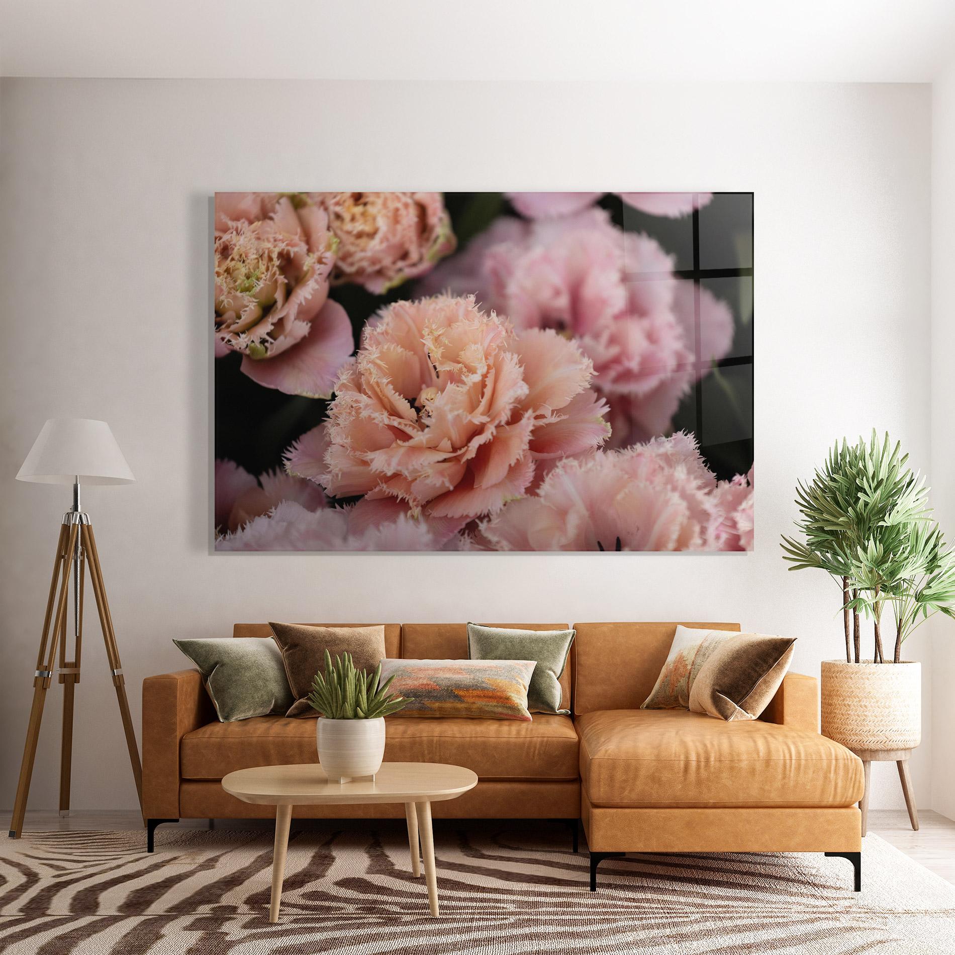 Glasbild Pastel Fringed Tulips mockup 7