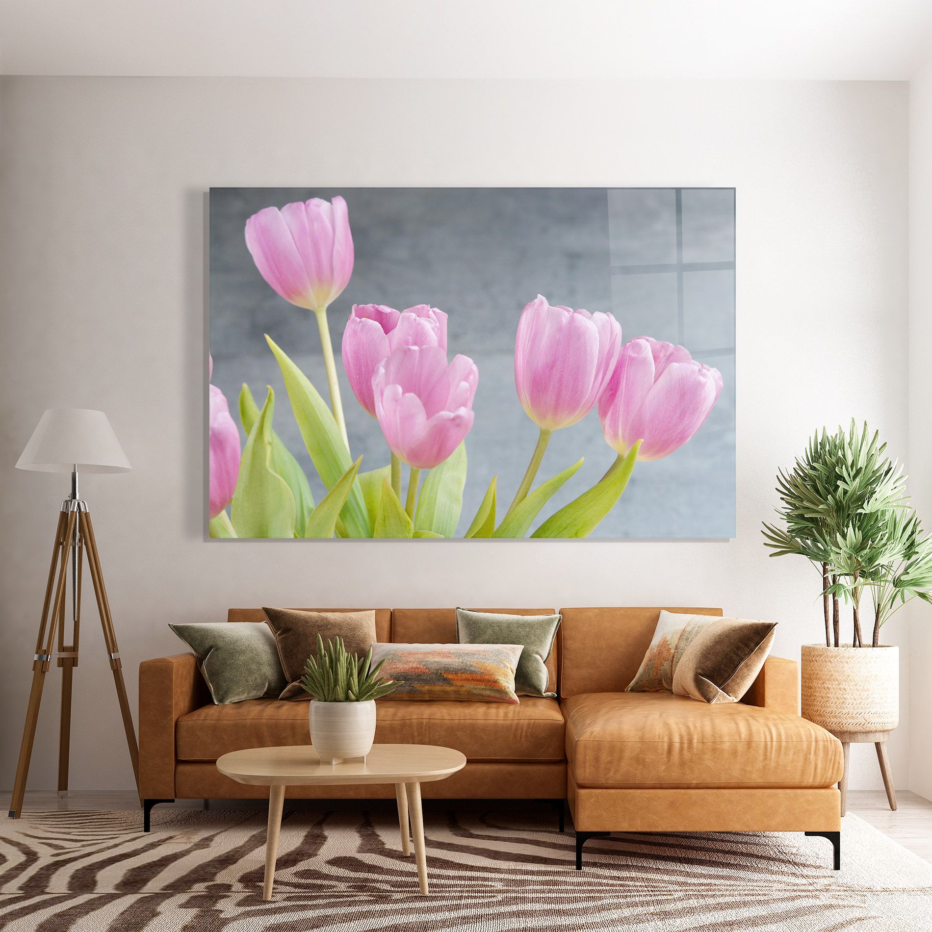 Pink Pastel Tulip On Grey mockup 7