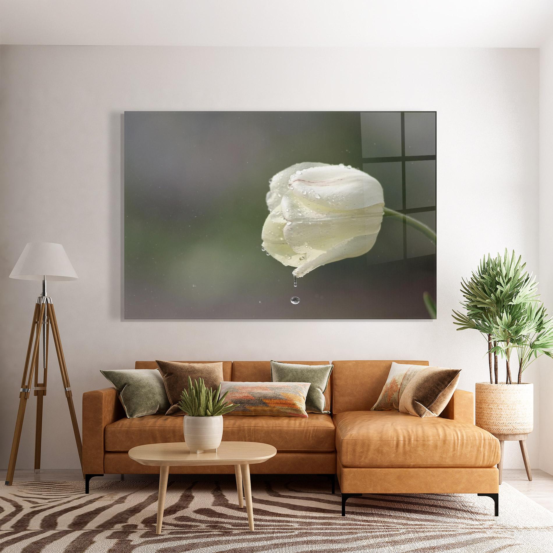 Glasbild White Single Tulip mockup 7