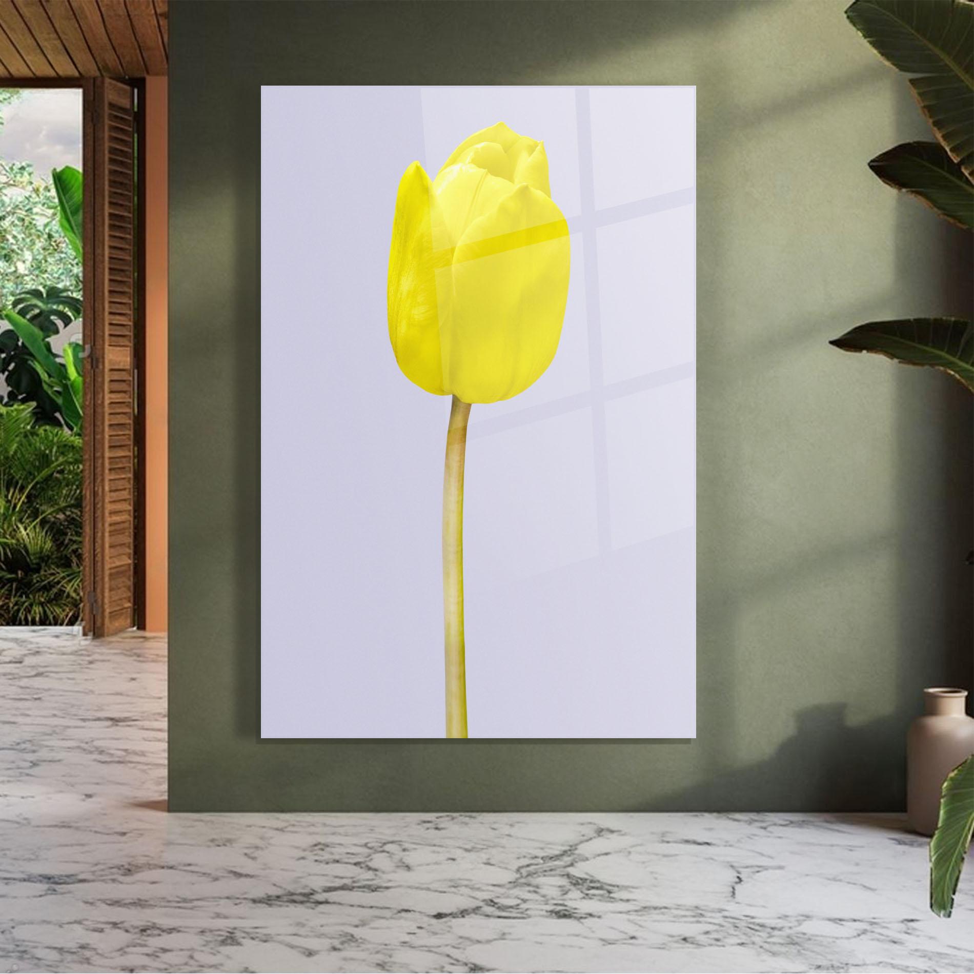 Glasbild One Yellow Tulip mockup 7