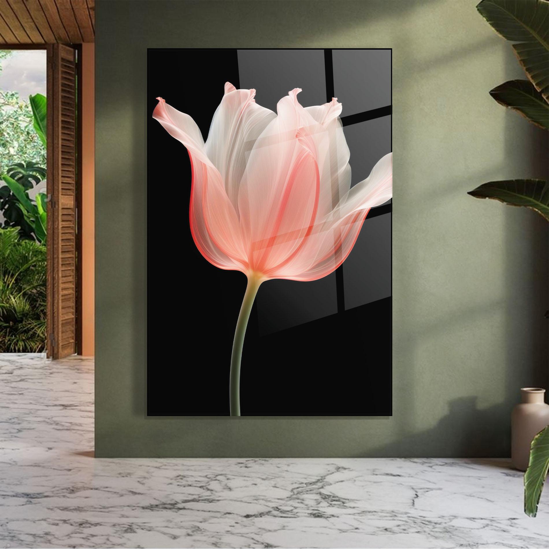 Glasbild Pastel Pink Tulip mockup 7