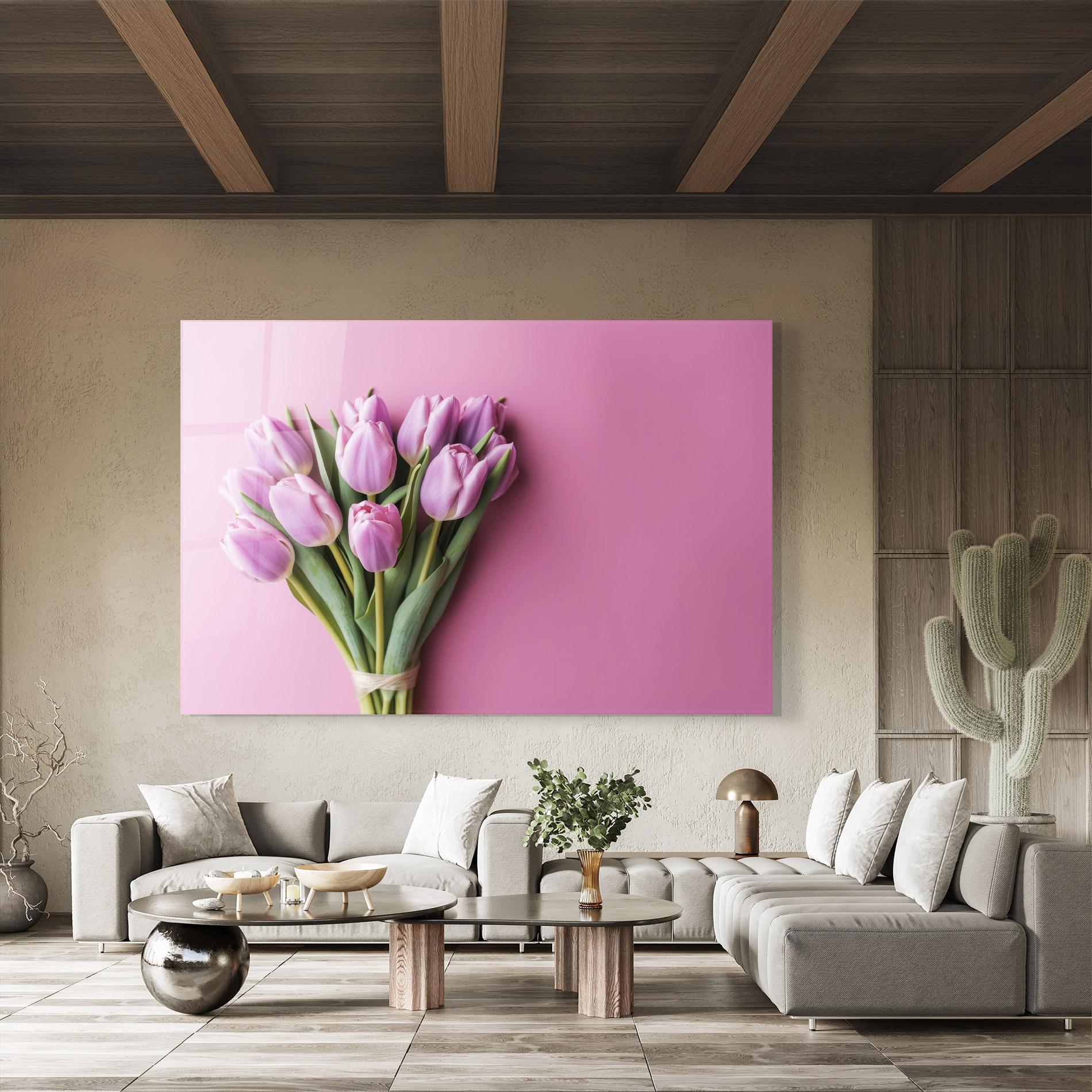 Glasbild Light Purple Bpuquet mockup 8