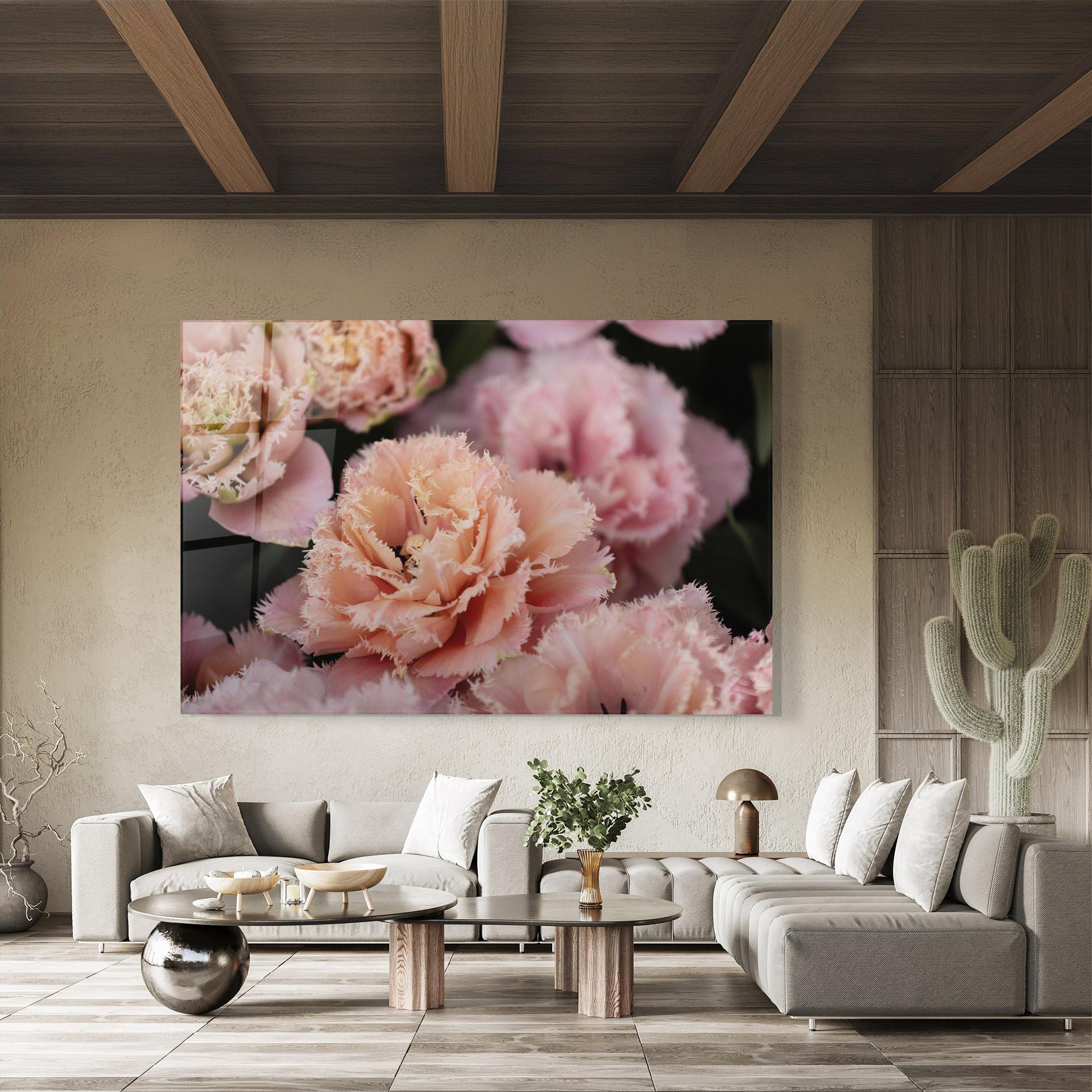 Glasbild Pastel Fringed Tulips mockup 8