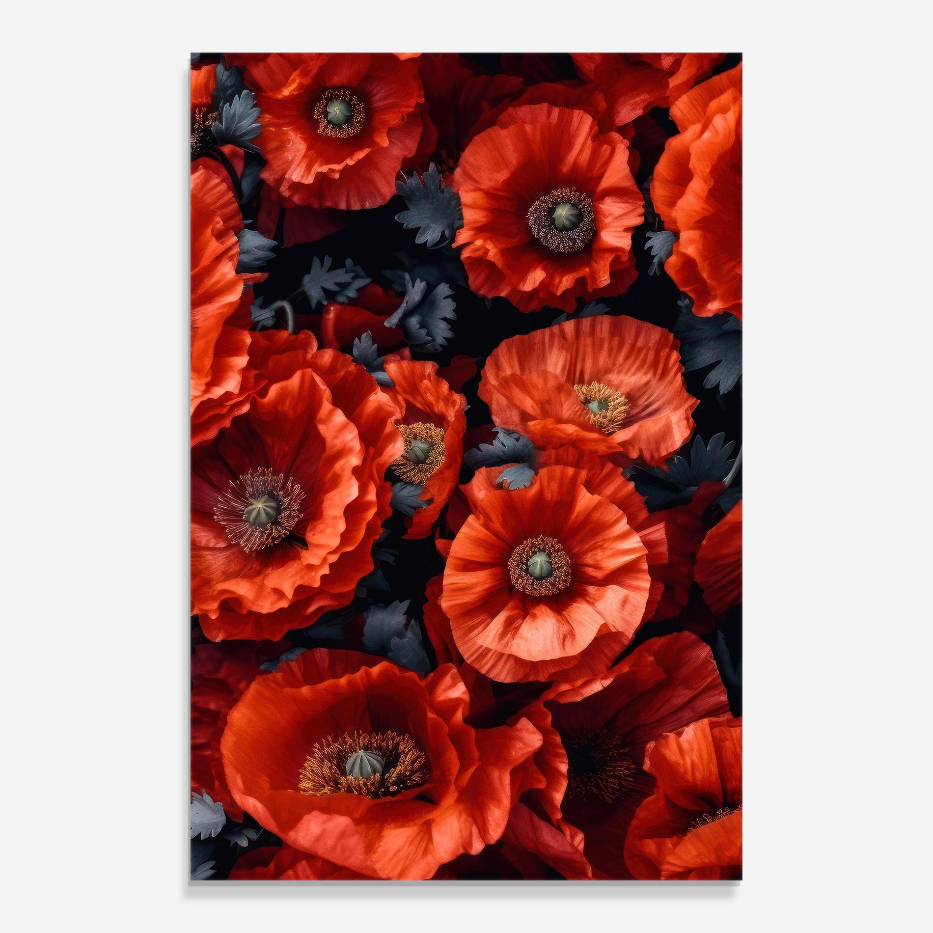Glasbild Black Red Poppies mockup 0