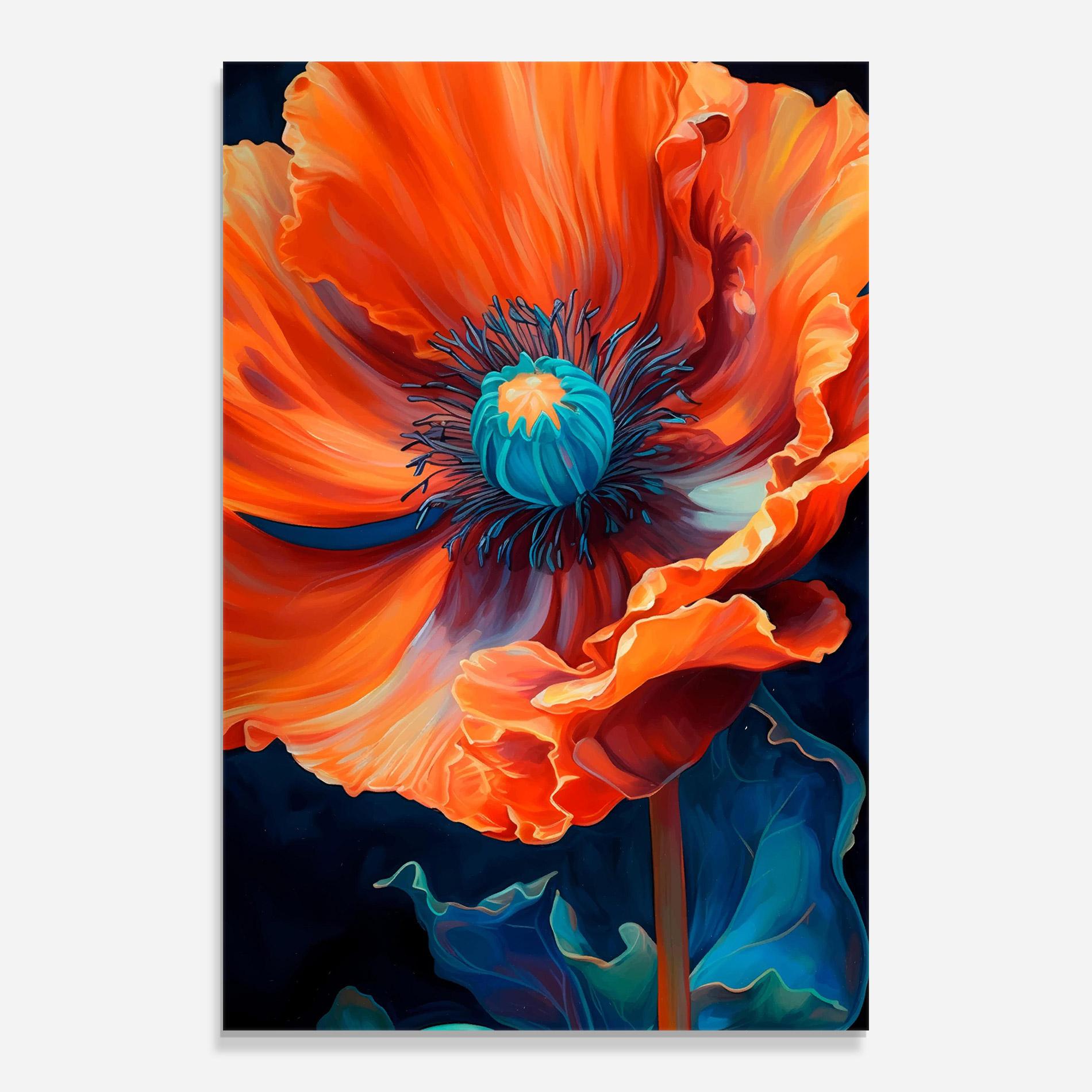 Glasbild Orange Blue Poppy mockup 0