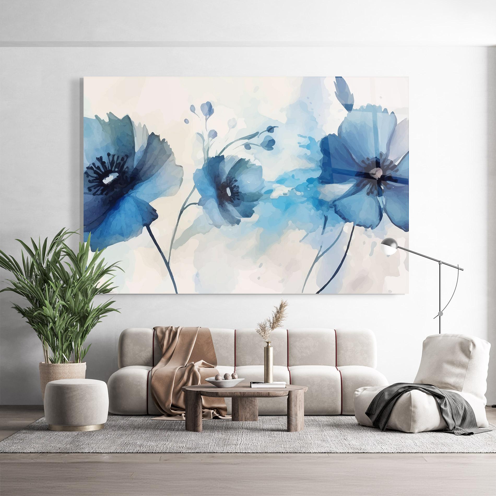 Glasbild Blue Poppies mockup 9