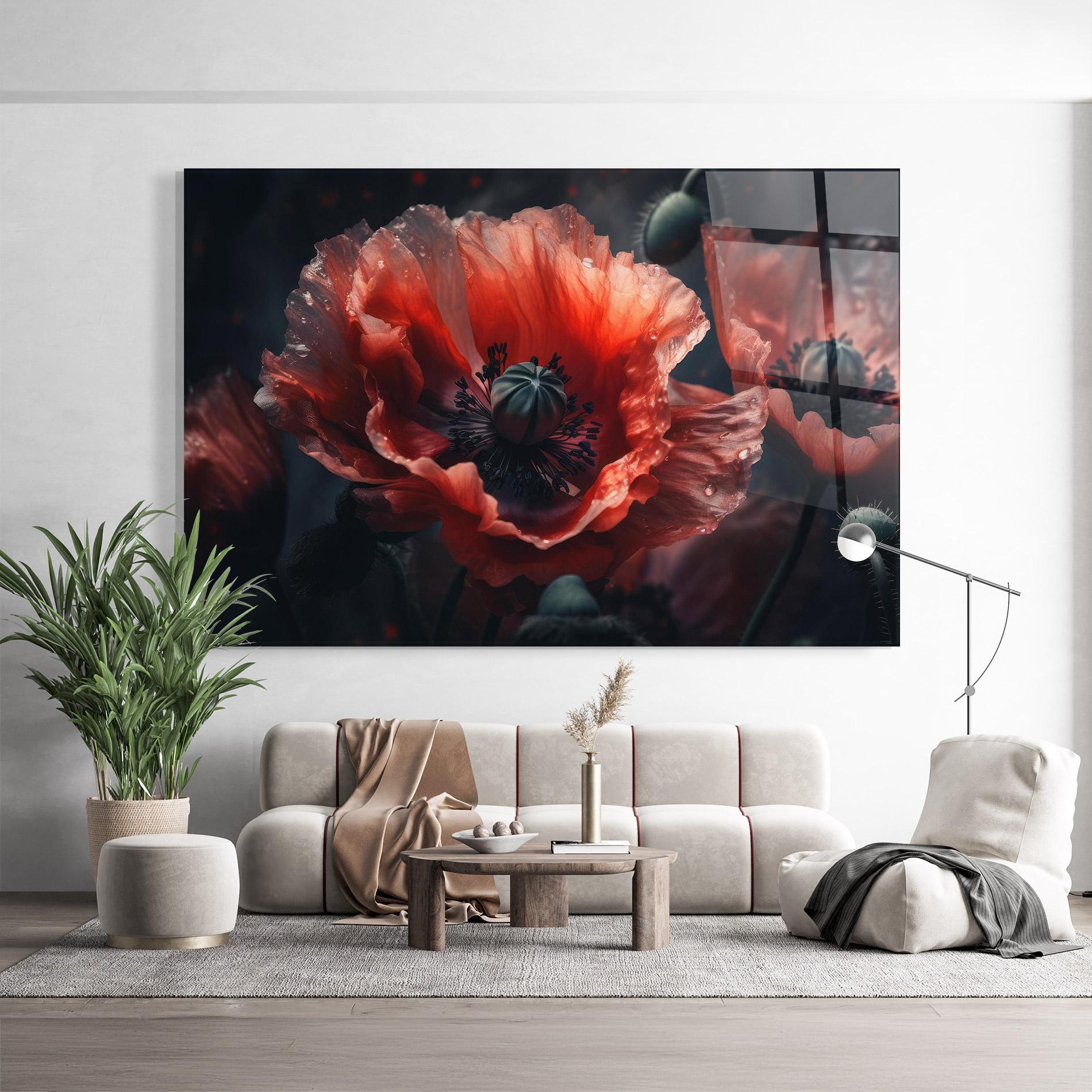 Glasbild Dark Shade Poppy mockup 9