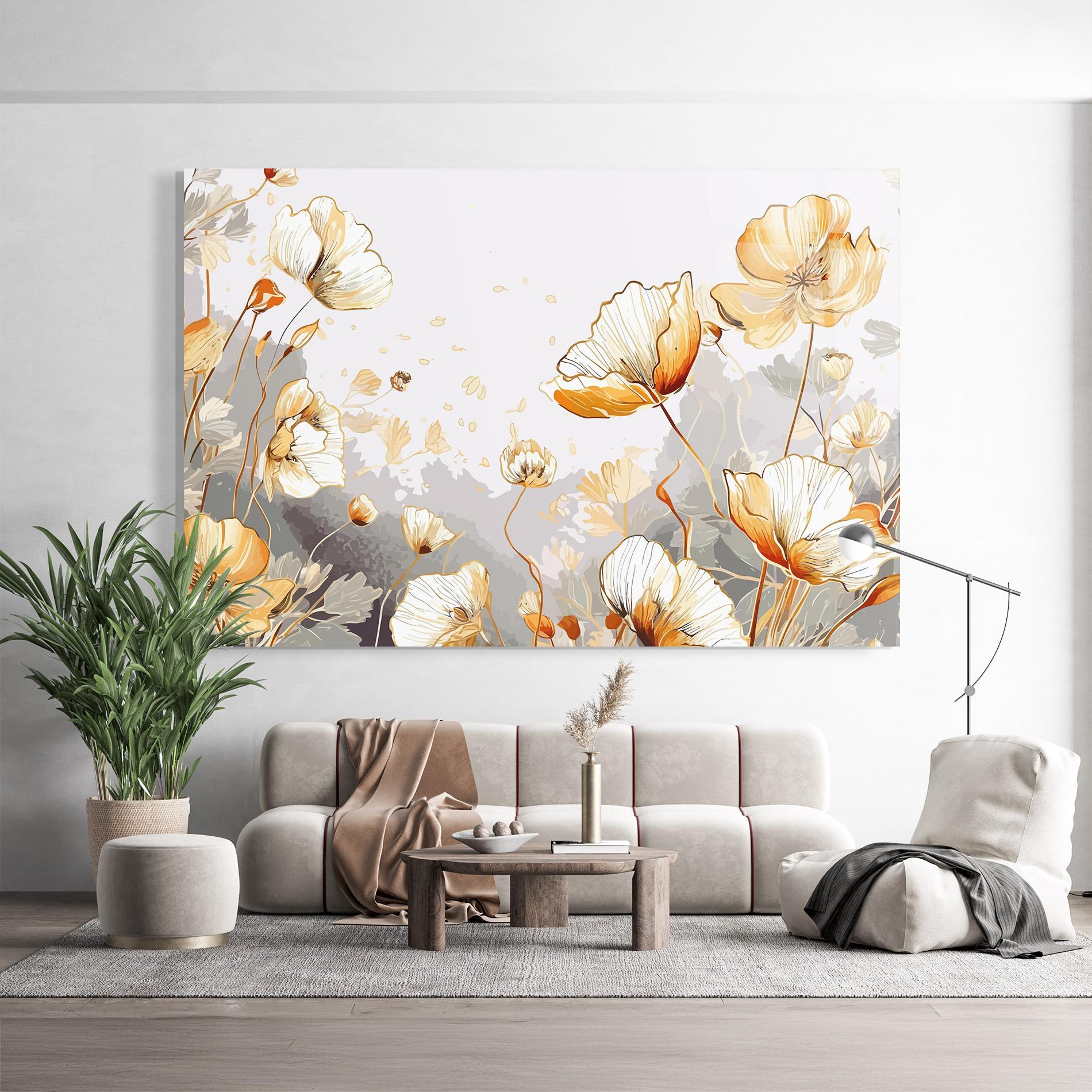 Glasbild Gold Poppies mockup 9
