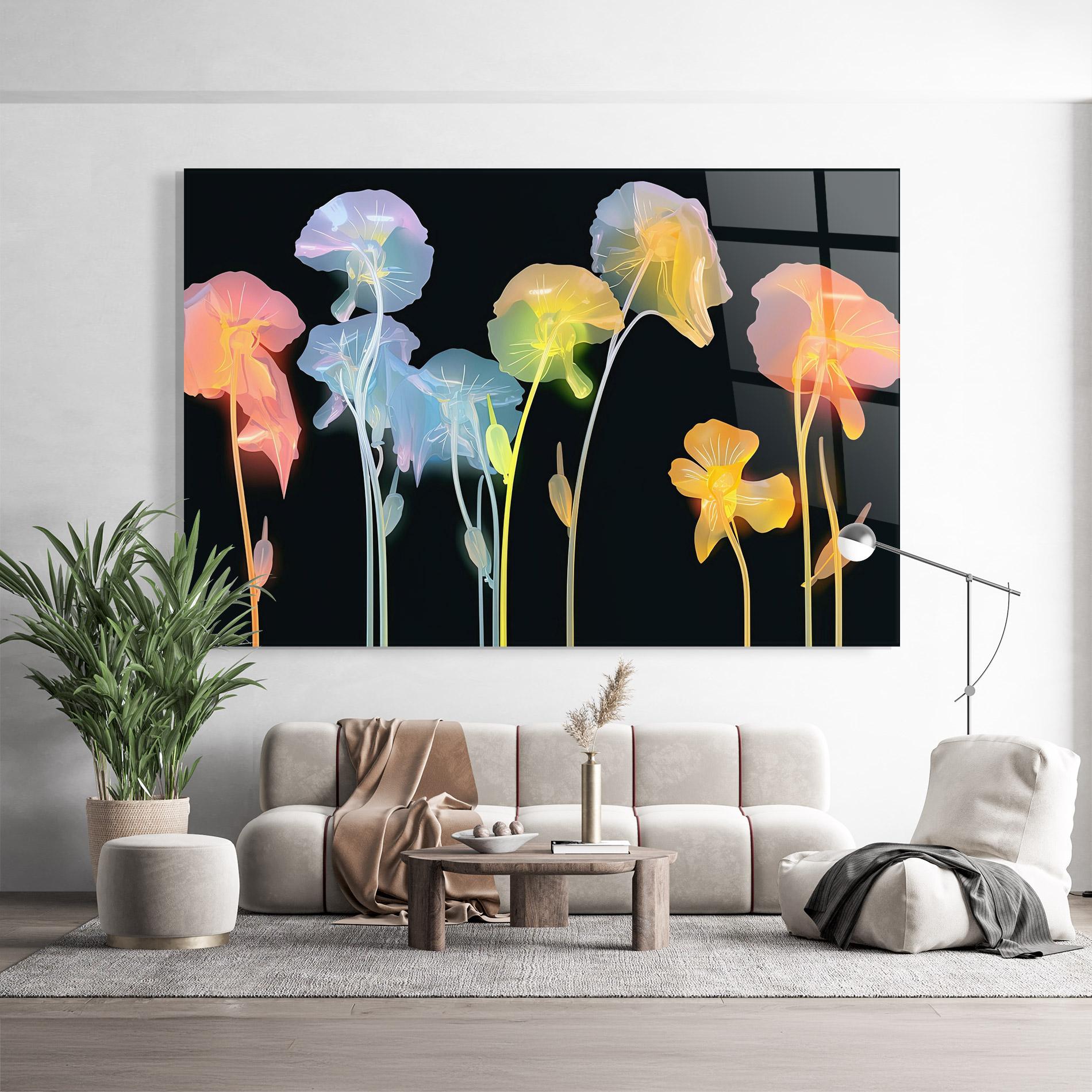 Glasbild Neon Poppy mockup 9