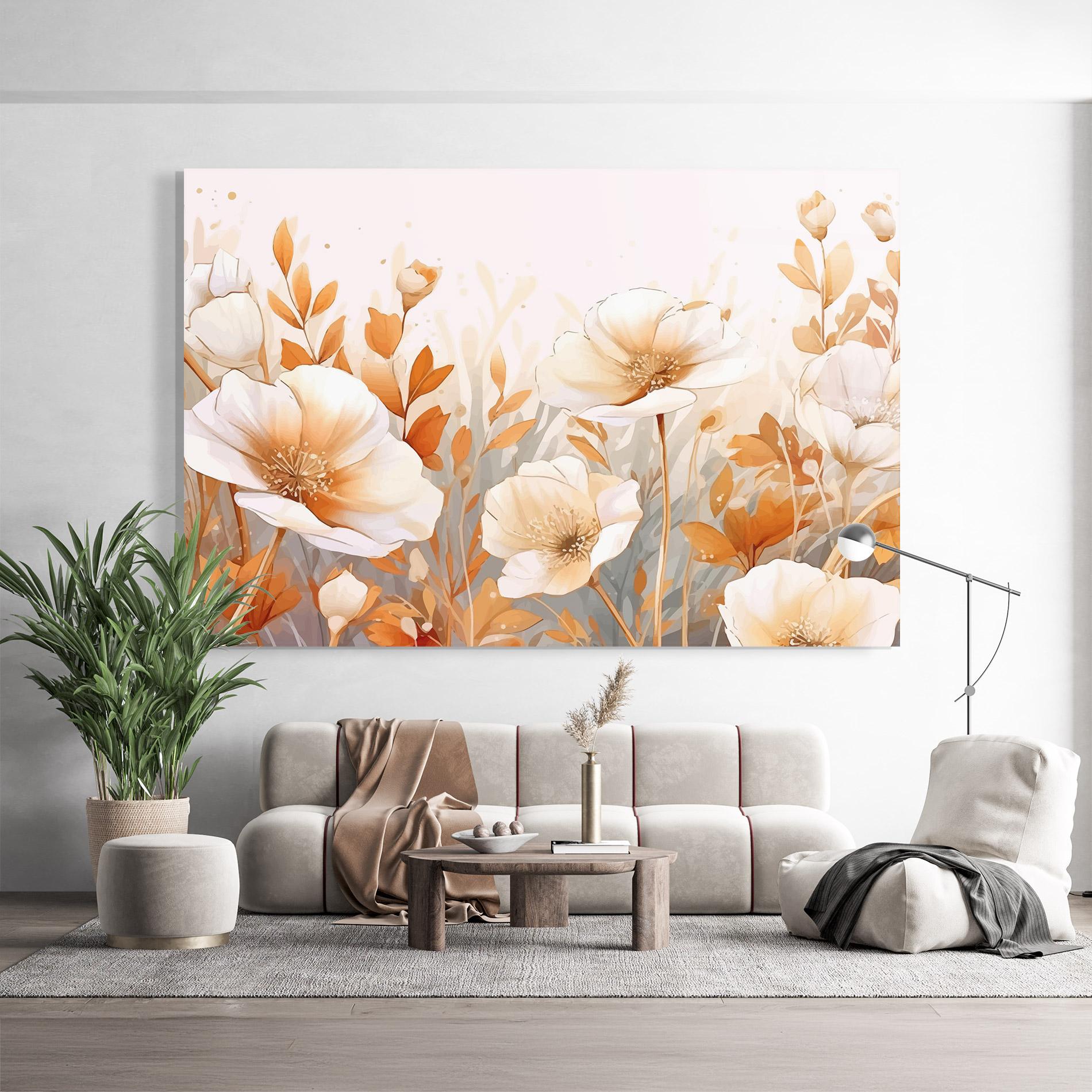 Glasbild Orange Cream Poppy mockup 9