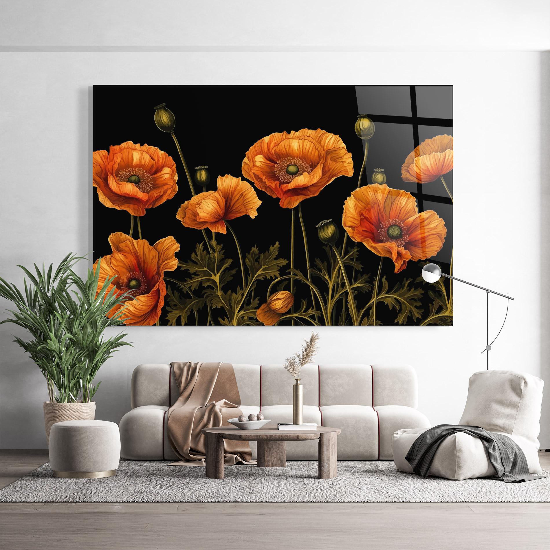 Glasbild Orange Poppies mockup 9