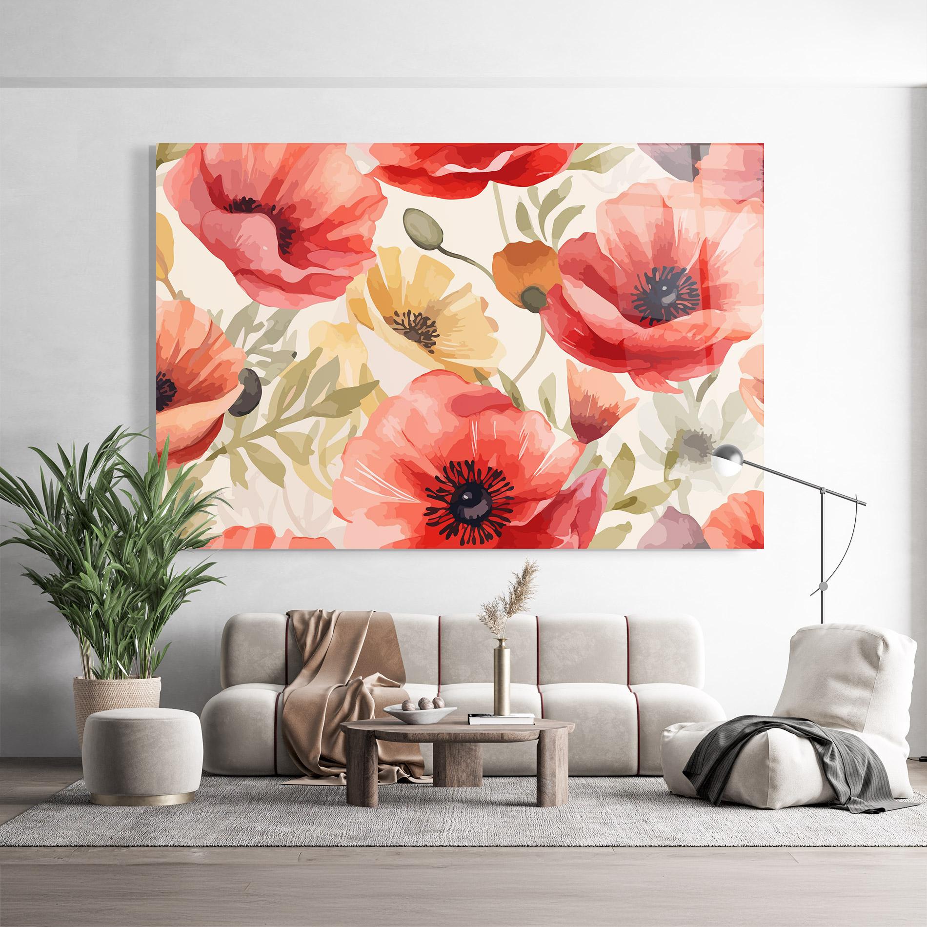 Glasbild Orange Red Poppy mockup 9