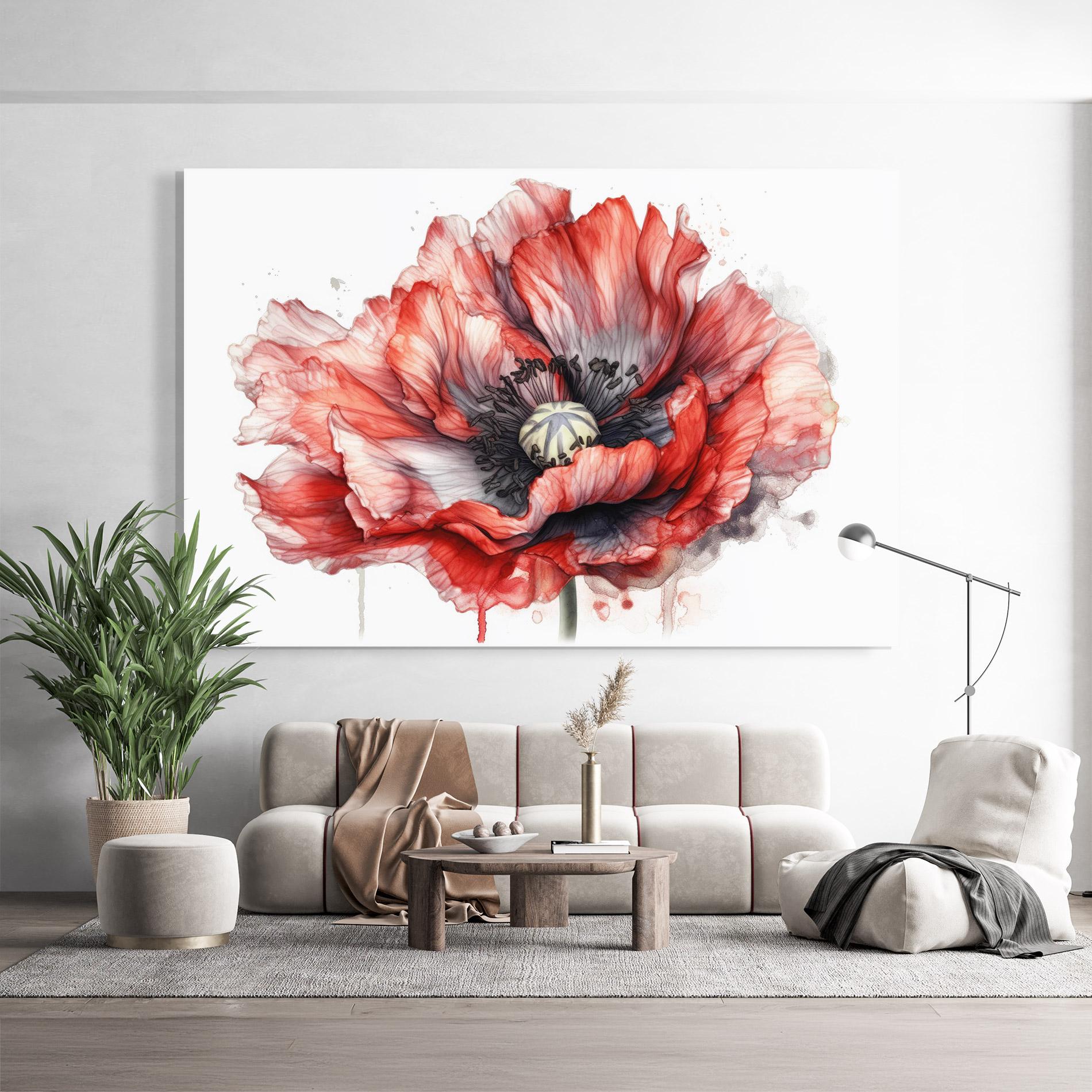 Glasbild Painted Red Poppy mockup 9