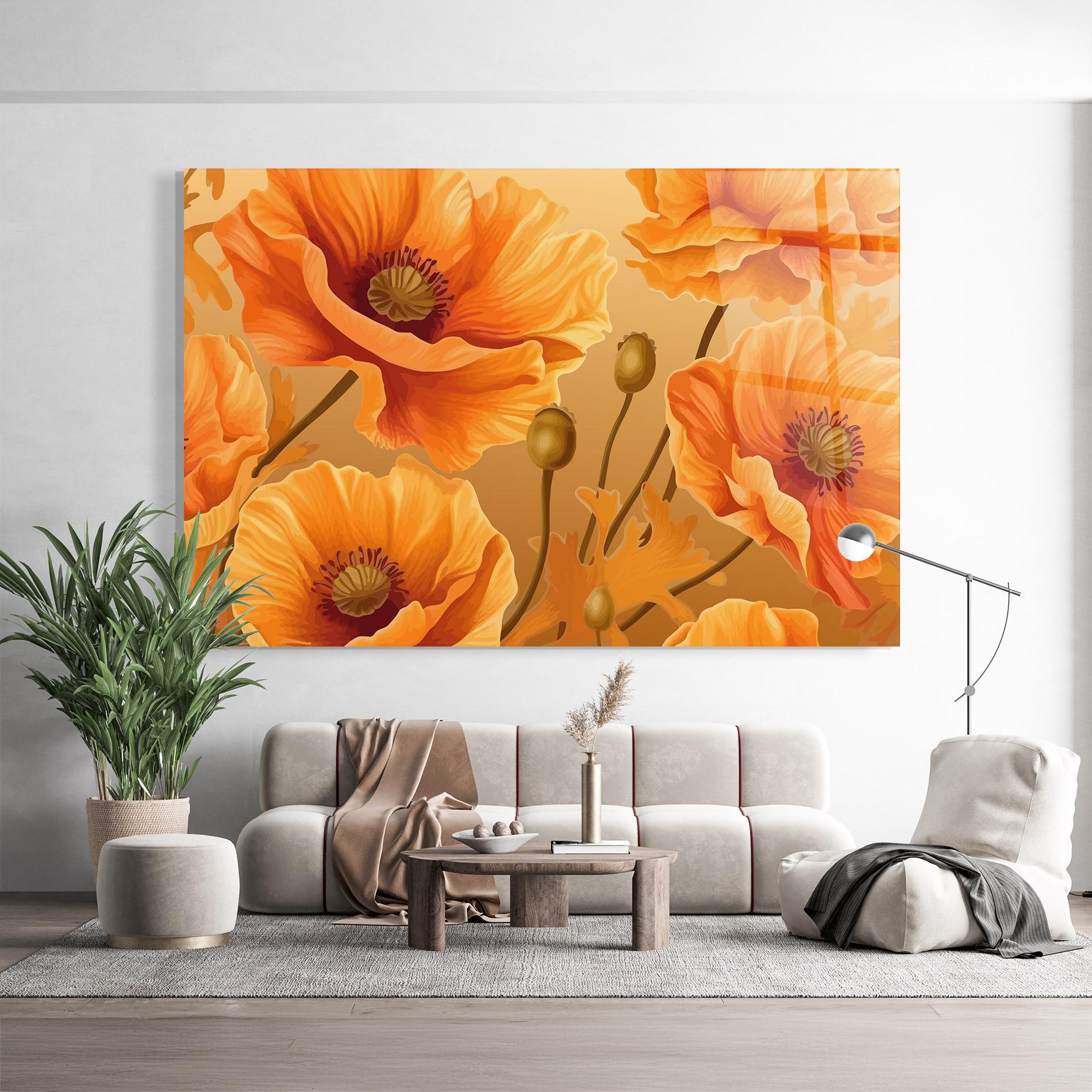 Glasbild Pastel Orange Poppy mockup 9