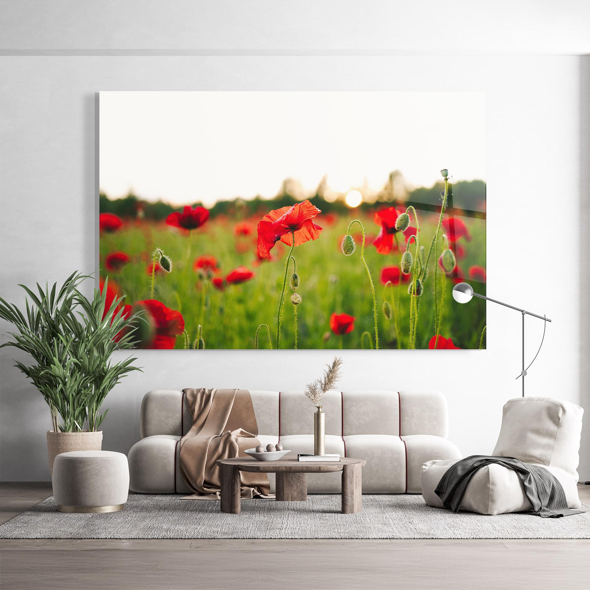 Glasbild Poppies Field mockup 9