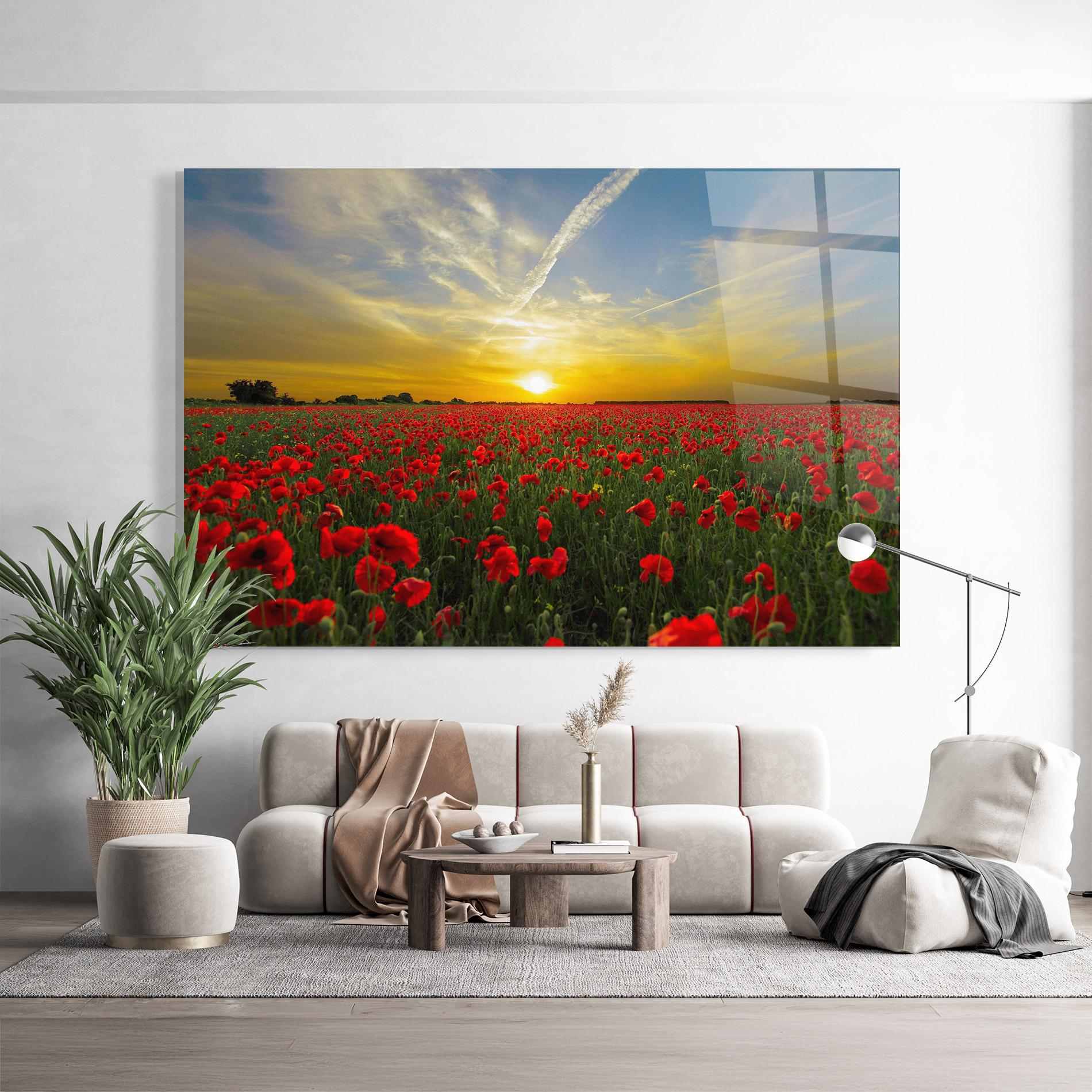 Glasbild Poppies Sunset mockup 9
