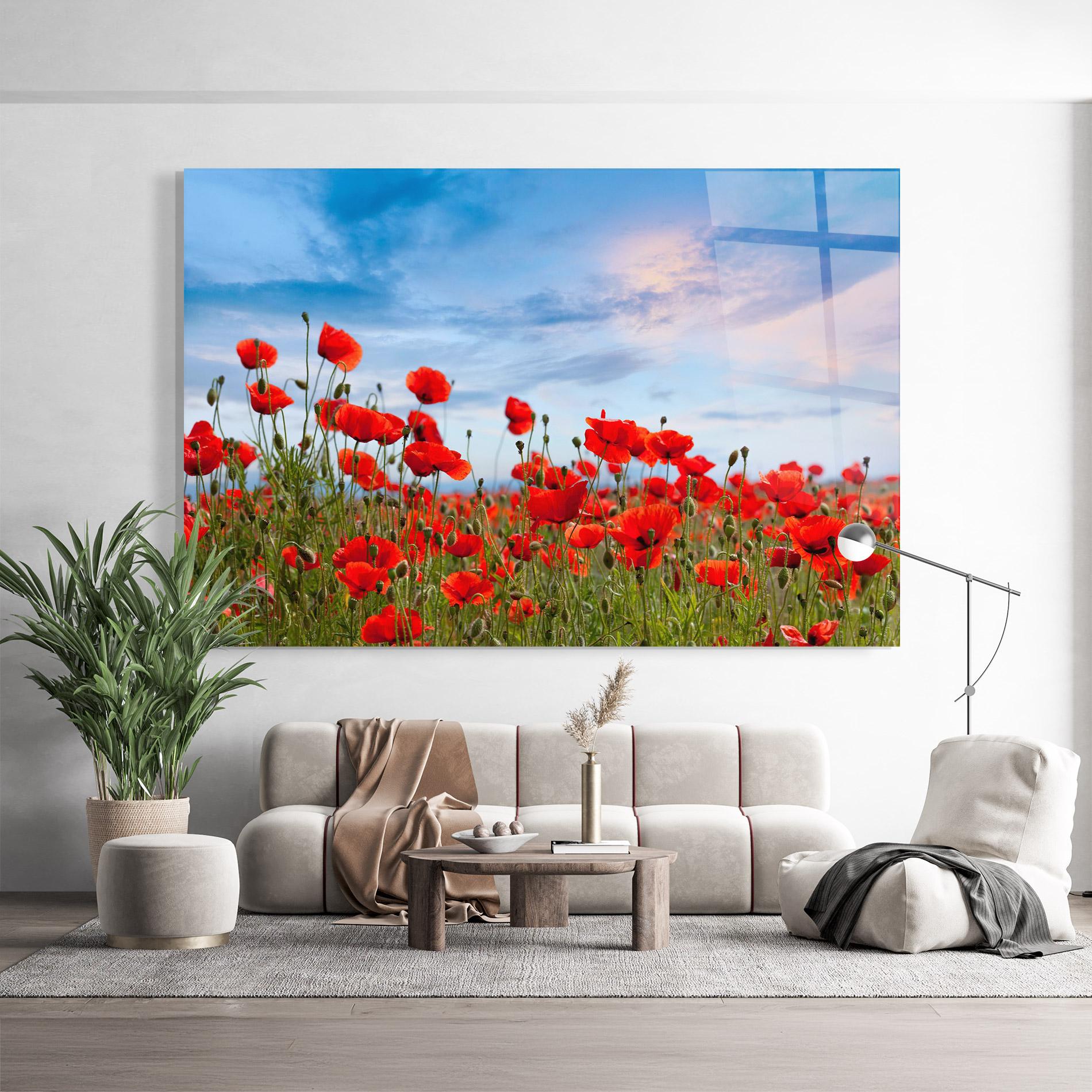 Glasbild Poppy Field mockup 9