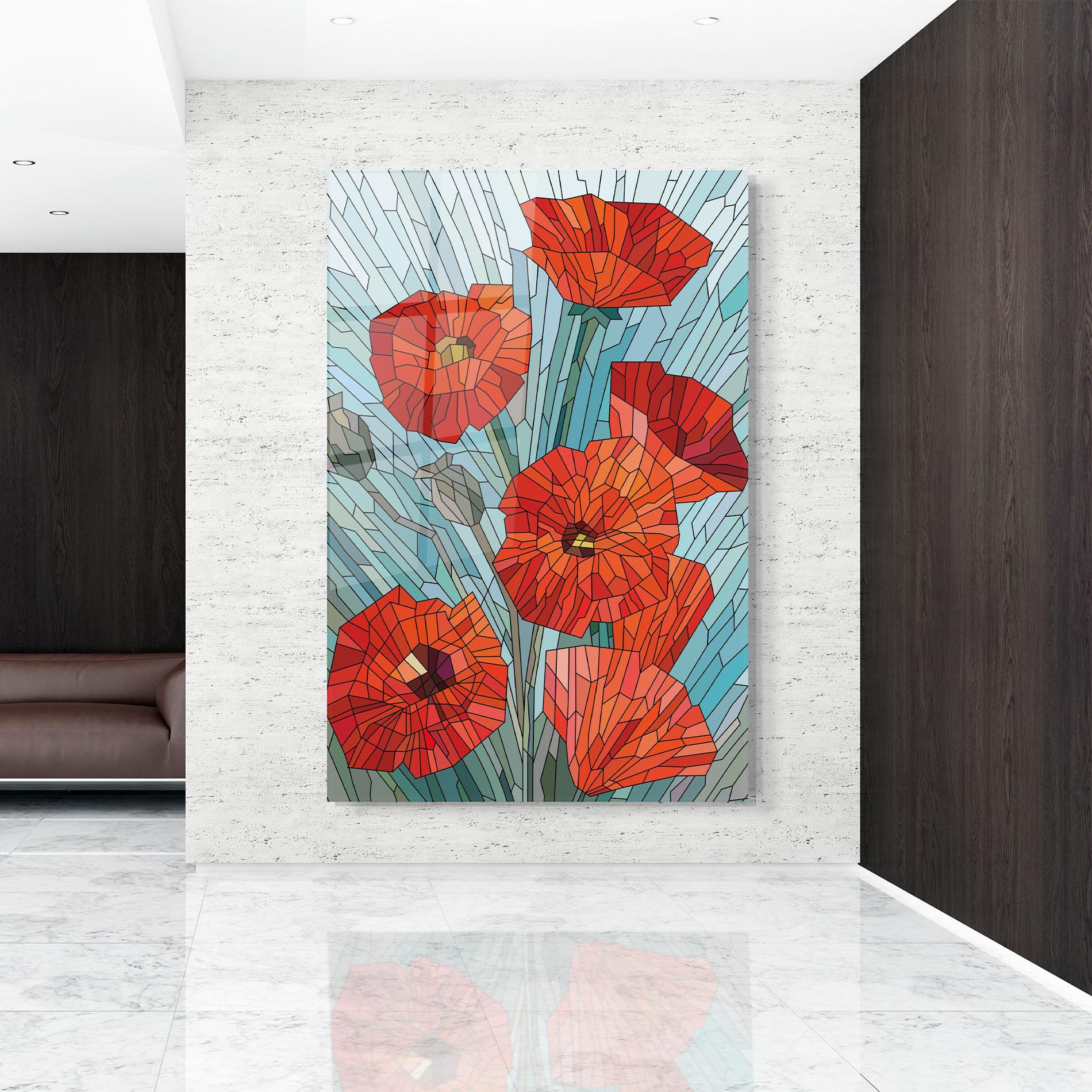 Glasbild Blue Glass Poppy mockup 9