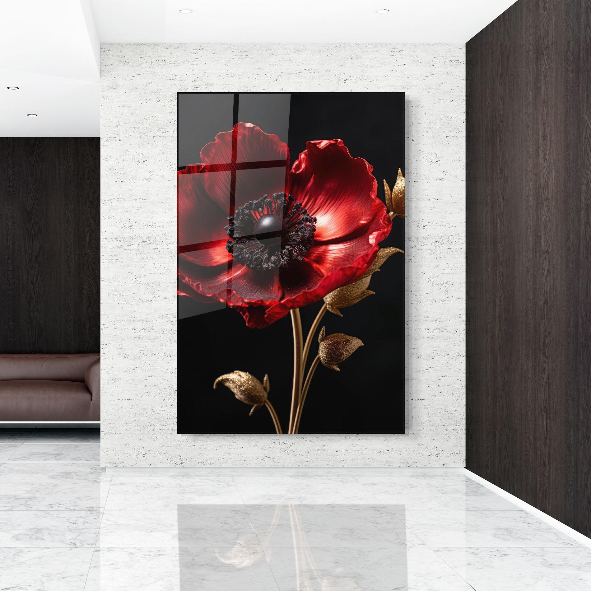 Glasbild Dark Red Poppy mockup 9