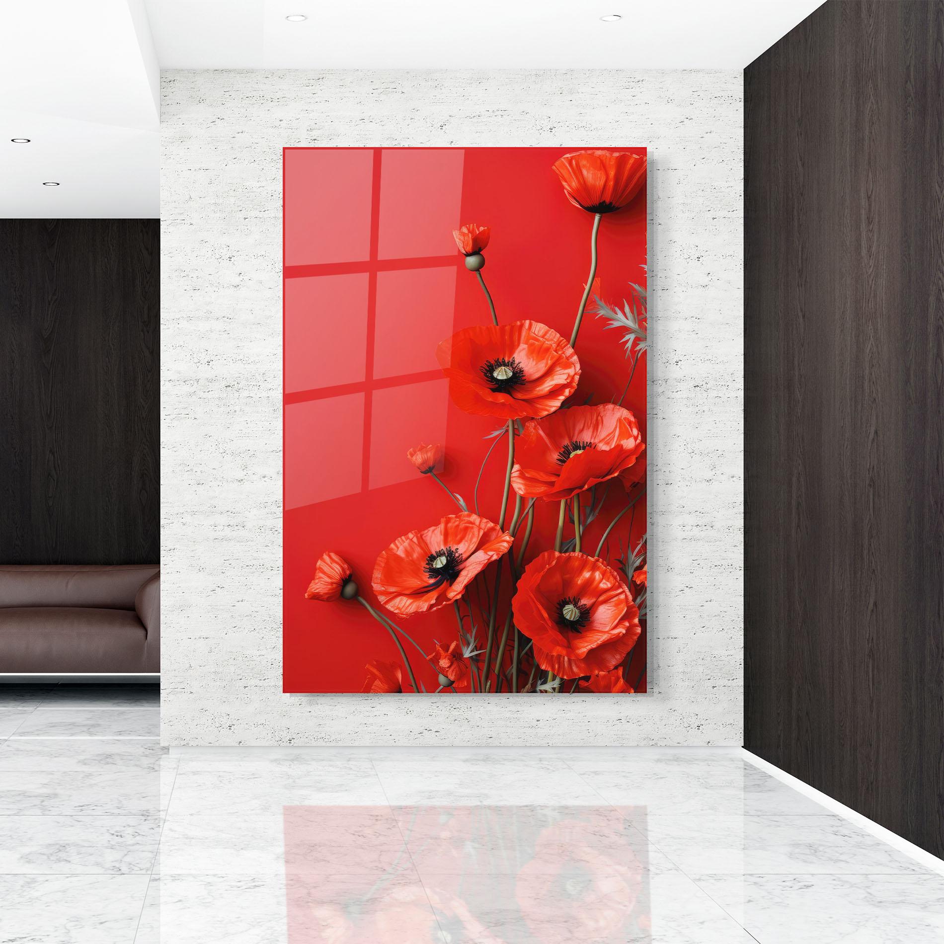 Glasbild Poppies On The Table mockup 9