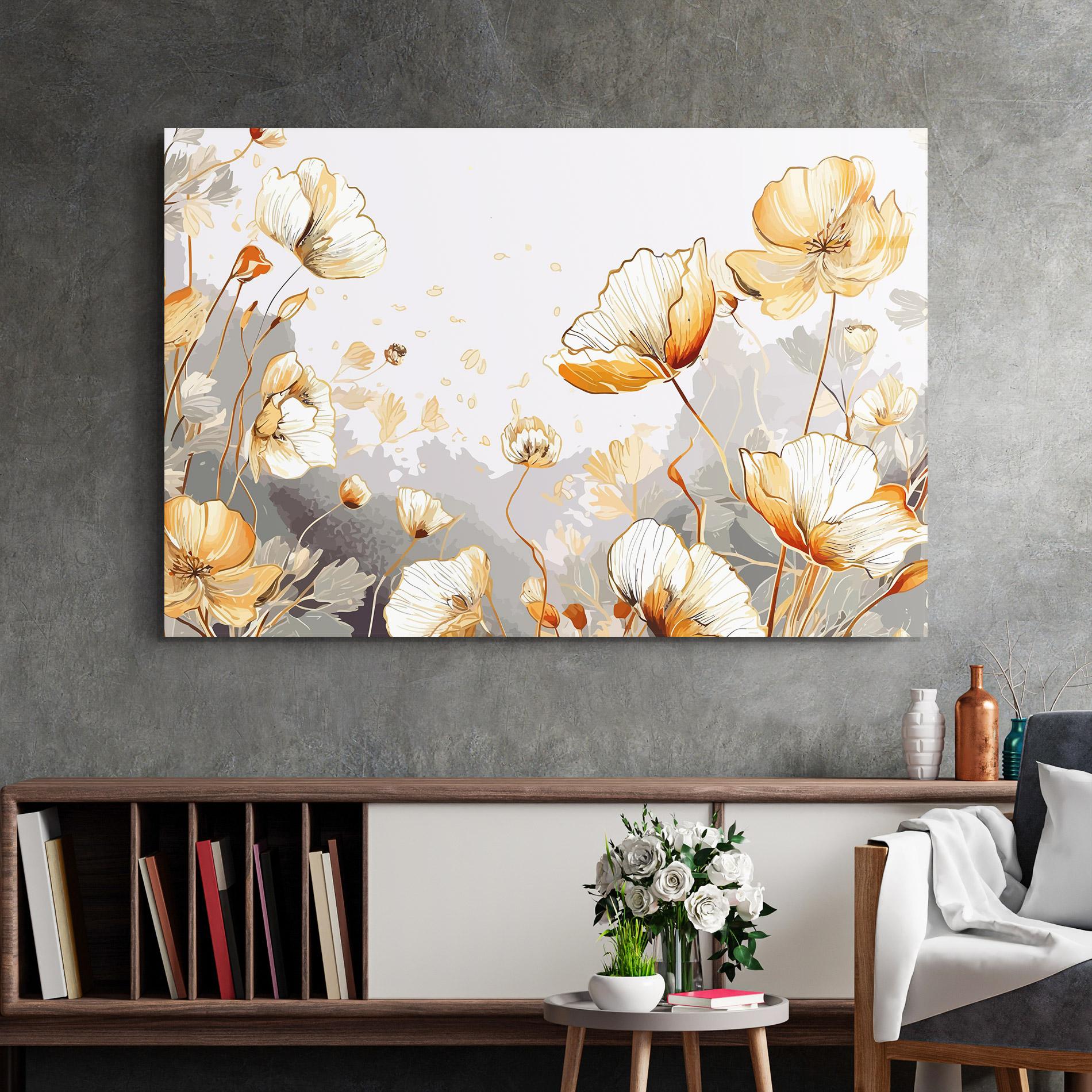 Glasbild Gold Poppies mockup 2