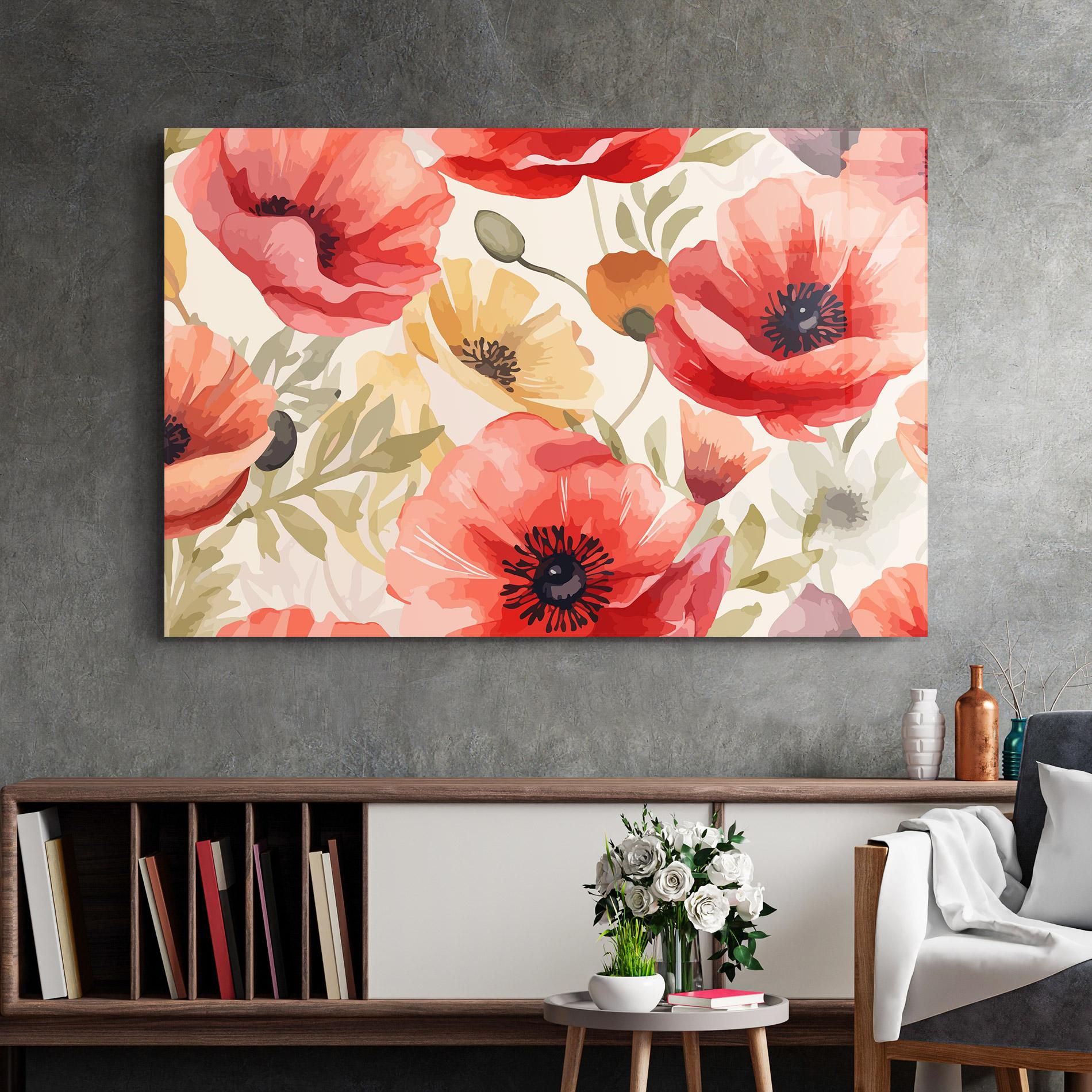 Glasbild Orange Red Poppy mockup 2