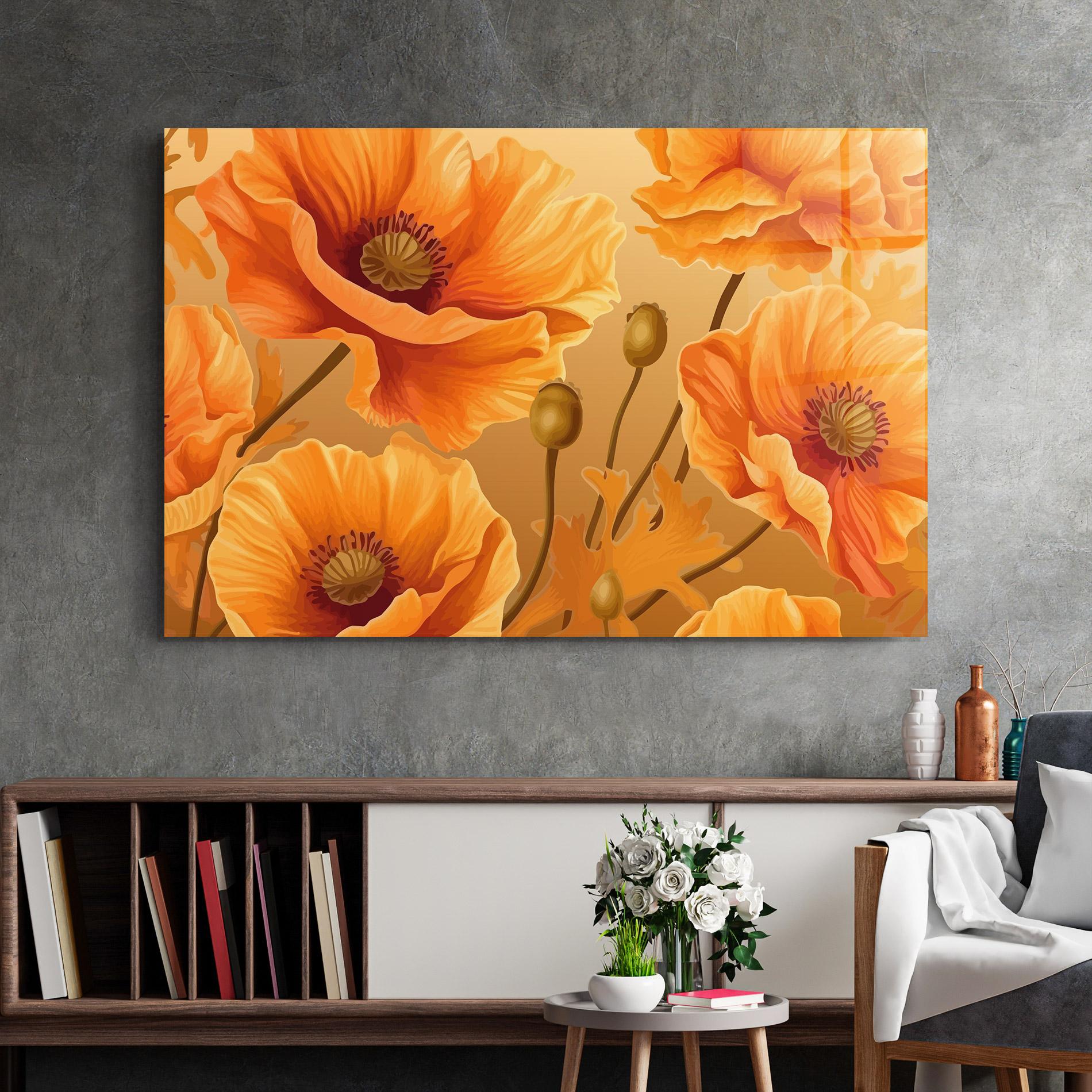 Glasbild Pastel Orange Poppy mockup 2