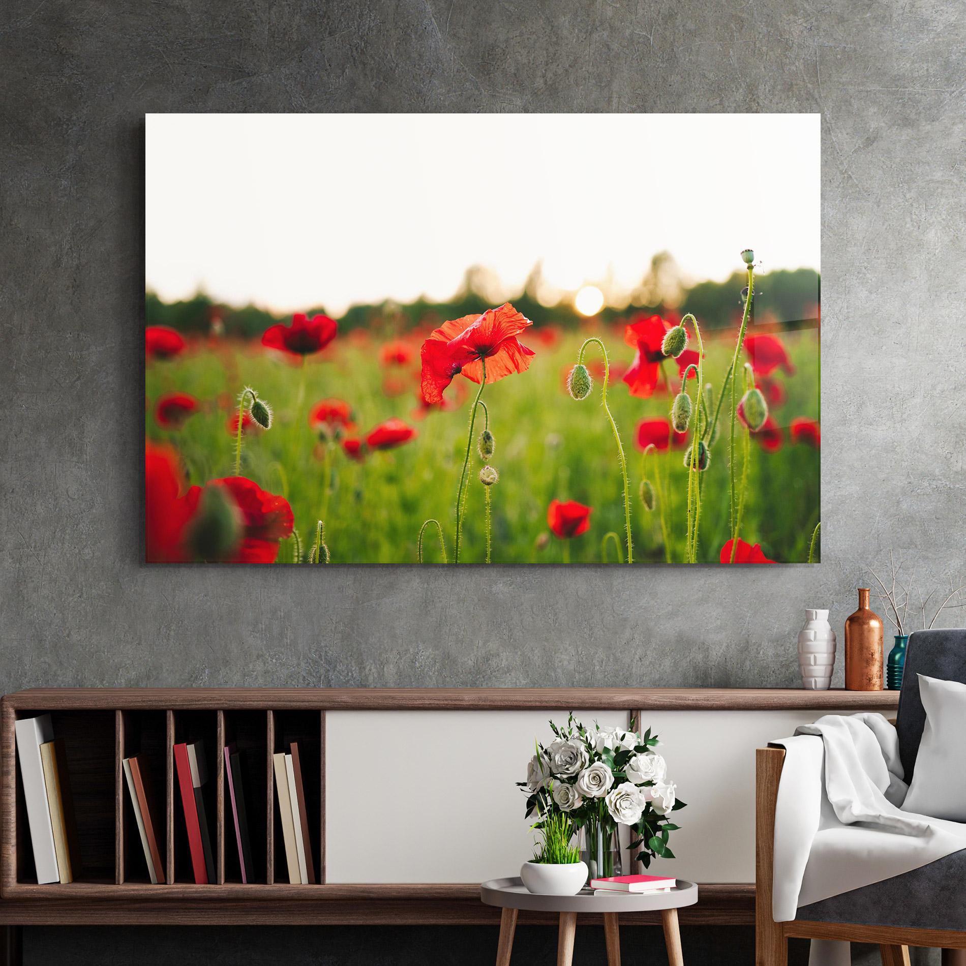 Glasbild Poppies Field mockup 2