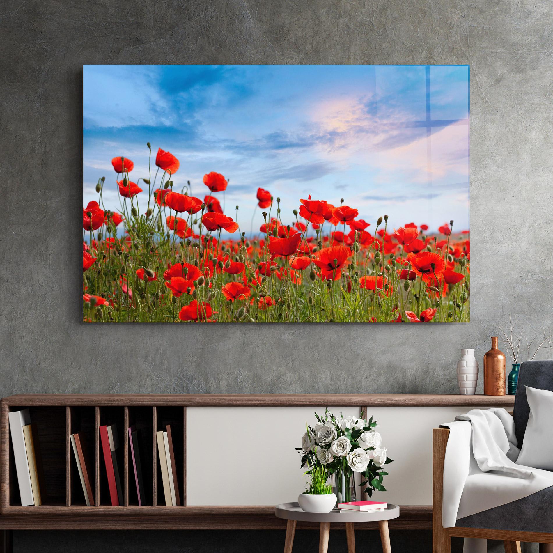 Glasbild Poppy Field mockup 2