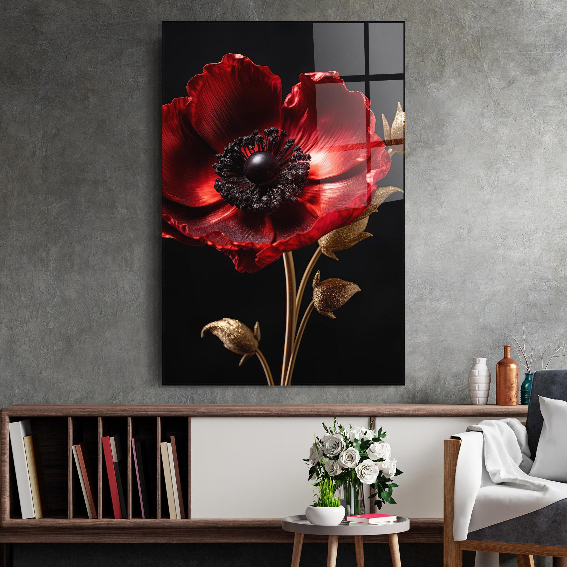 Glasbild Dark Red Poppy mockup 2