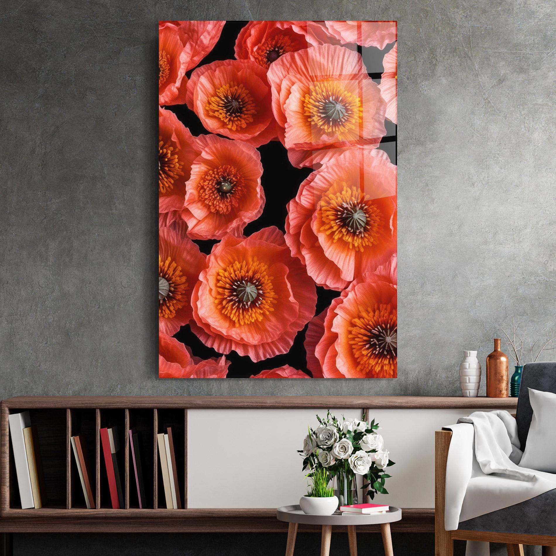 Glasbild Light Red Poppies mockup 2