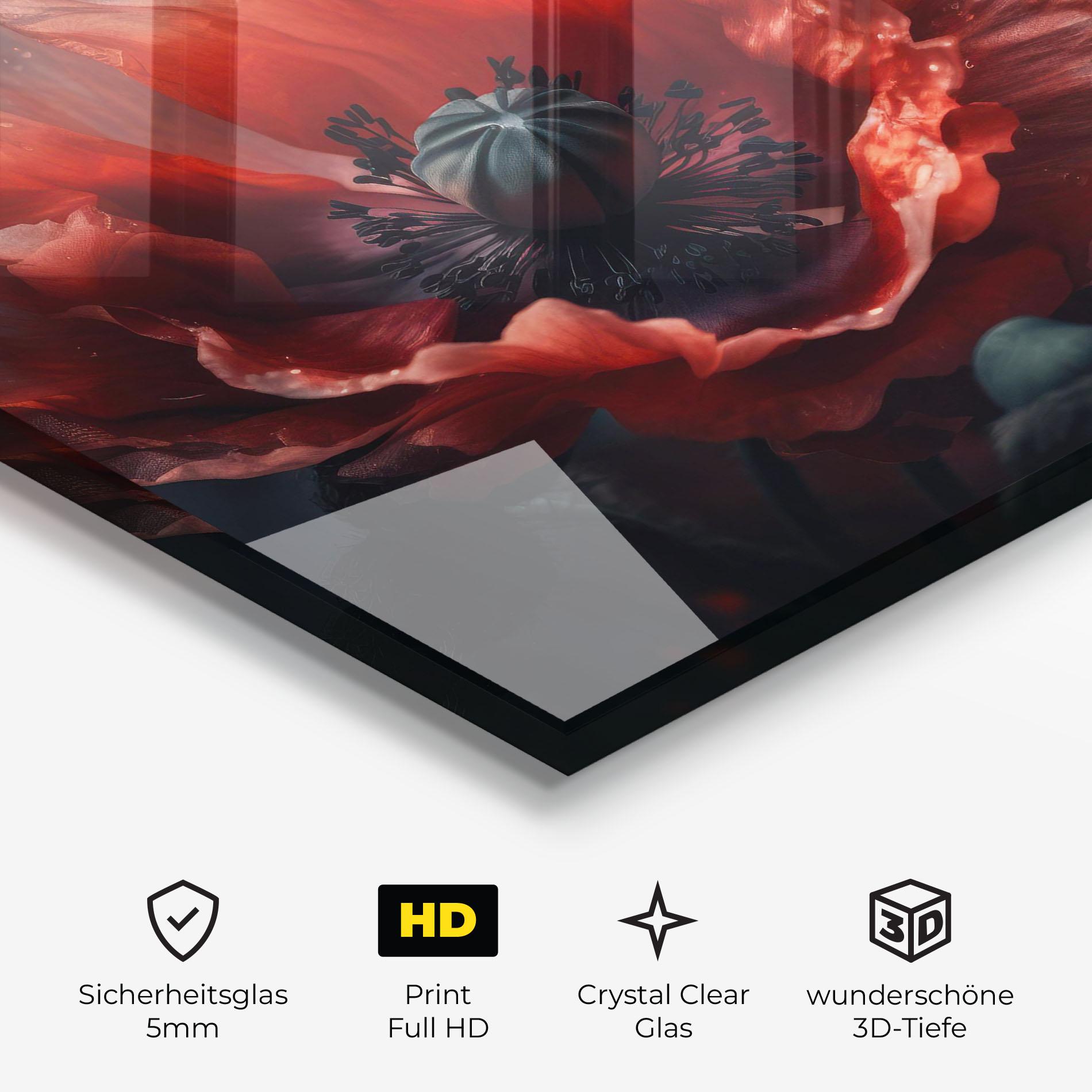 Glasbild Dark Shade Poppy mockup 3