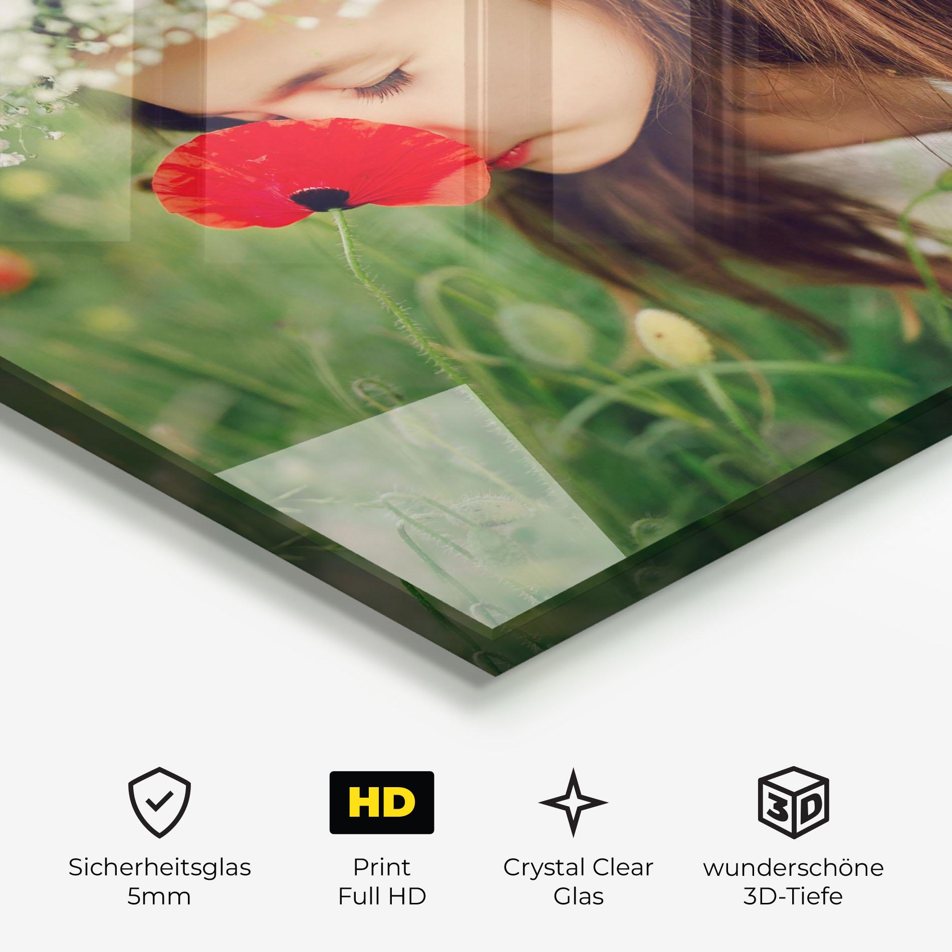 Glasbild Girl With Poppies mockup 3