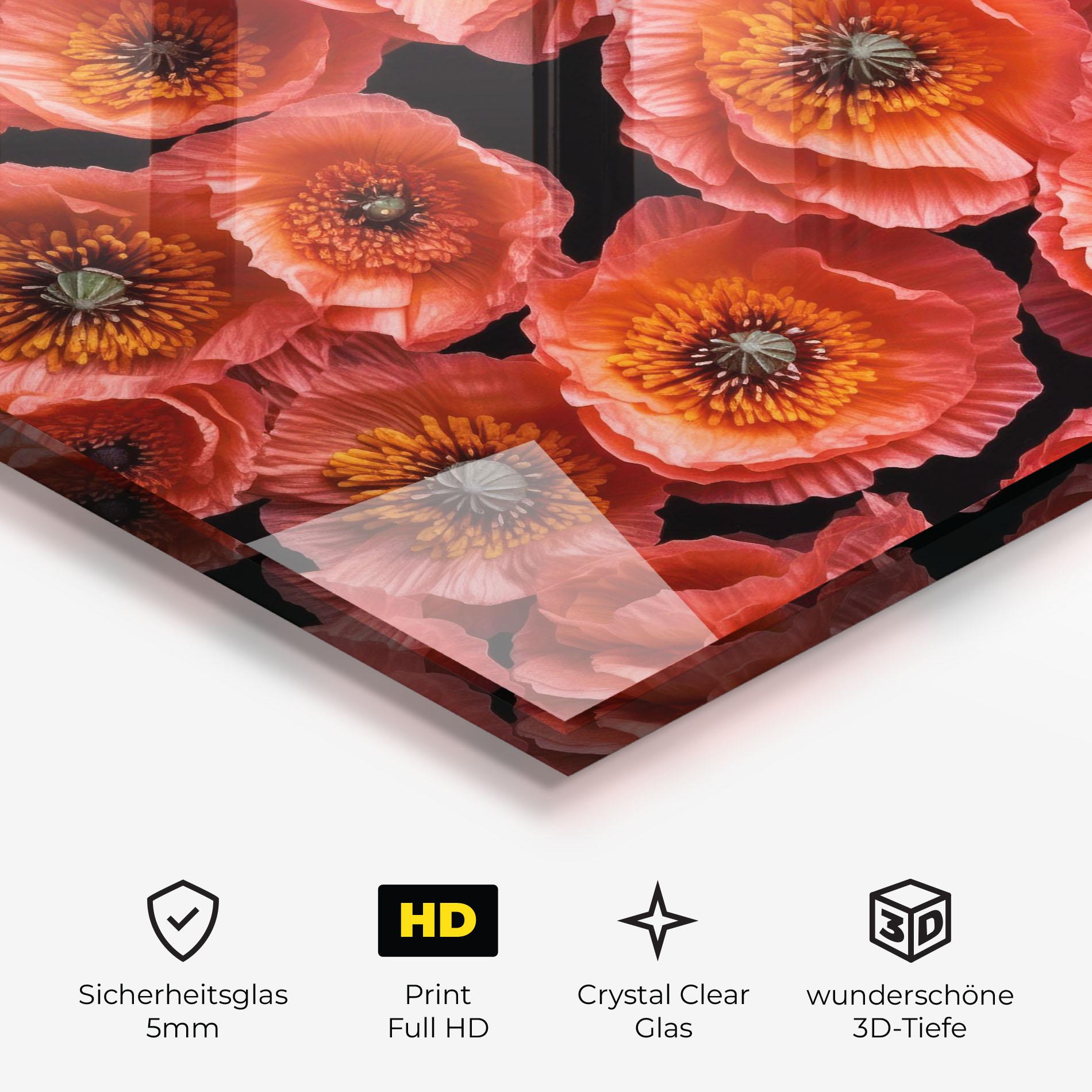 Glasbild Light Red Poppies mockup 3
