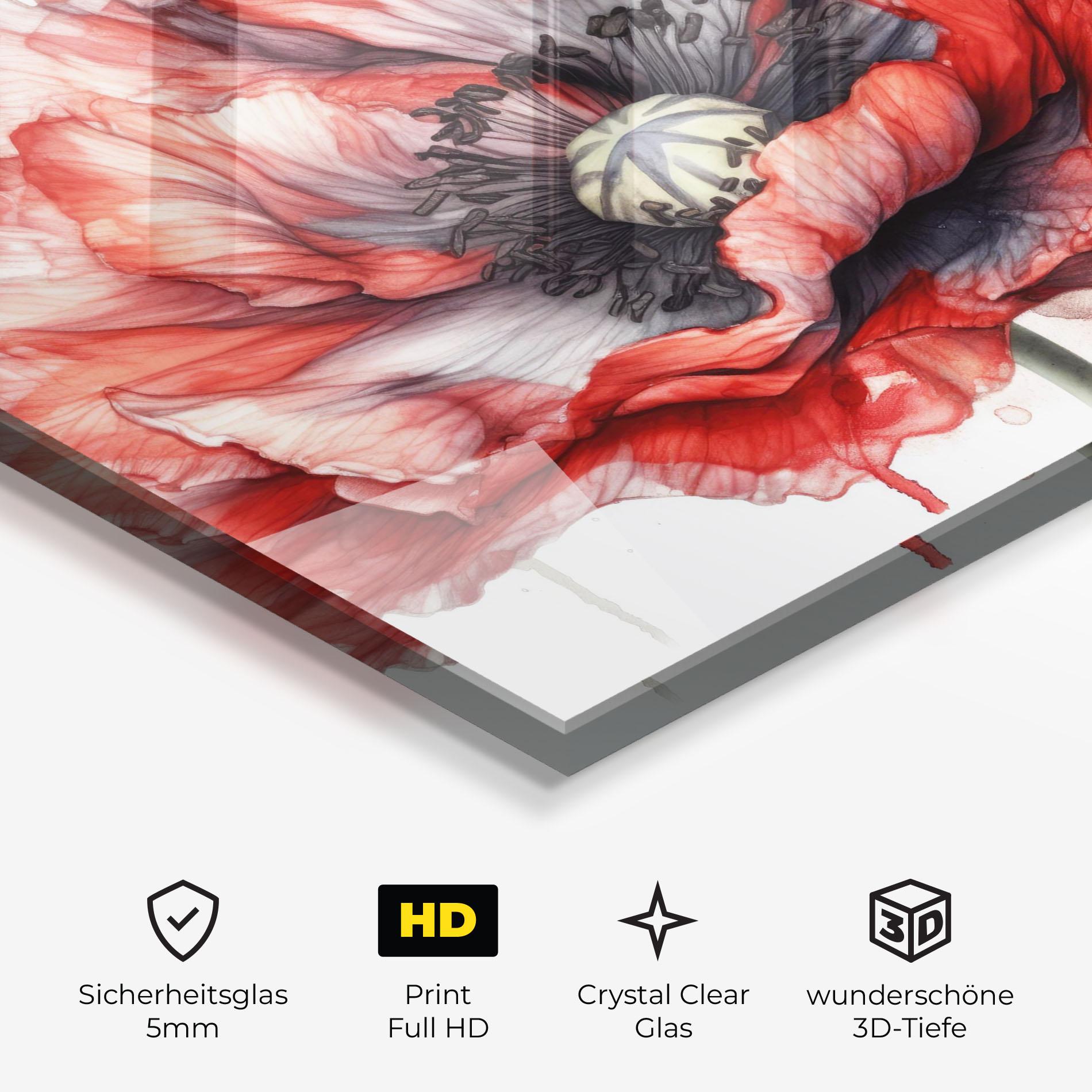 Glasbild Painted Red Poppy mockup 3