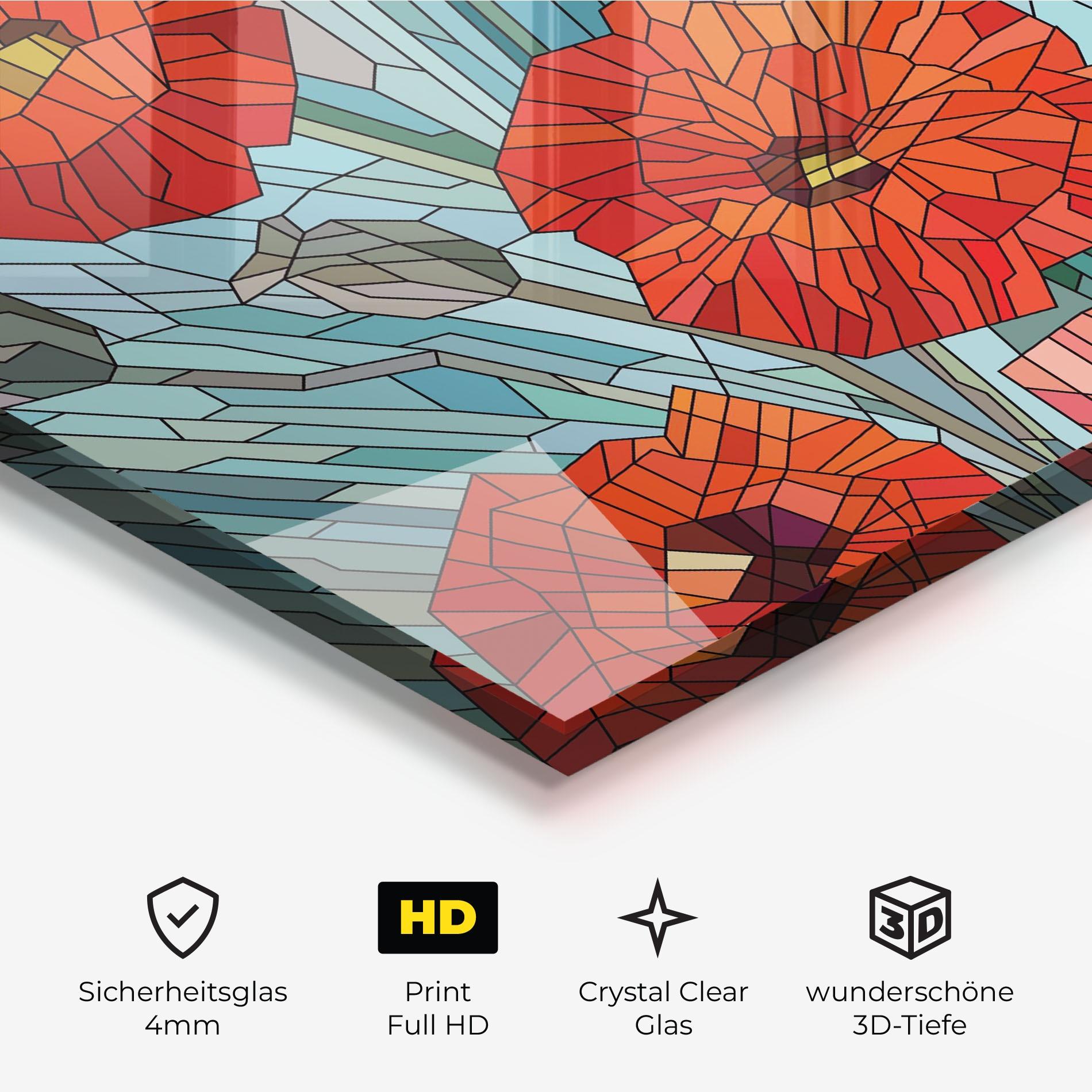 Glasbild Blue Glass Poppy mockup 3