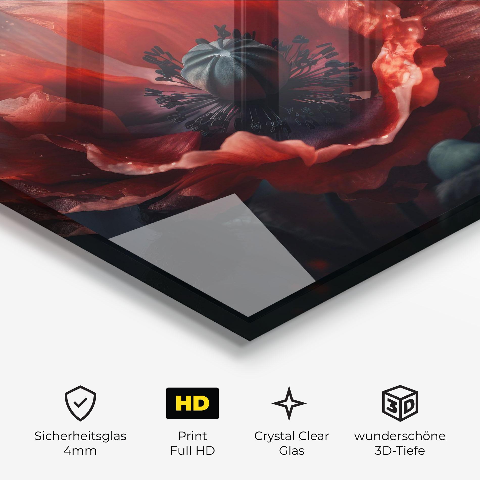 Glasbild Dark Shade Poppy mockup 3