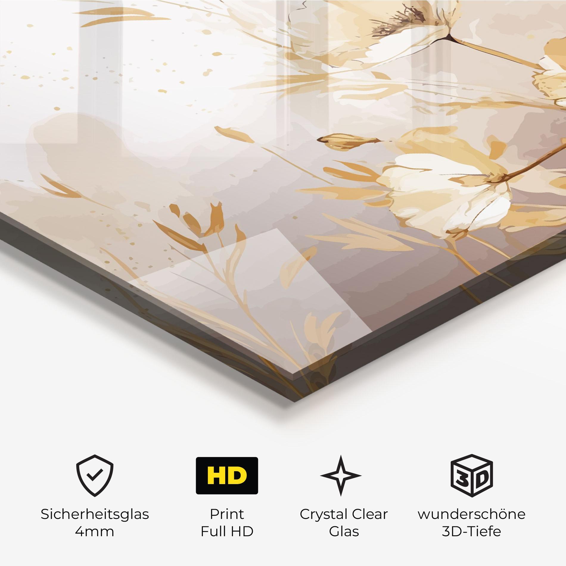 Glasbild Gold Cream Poppy mockup 3